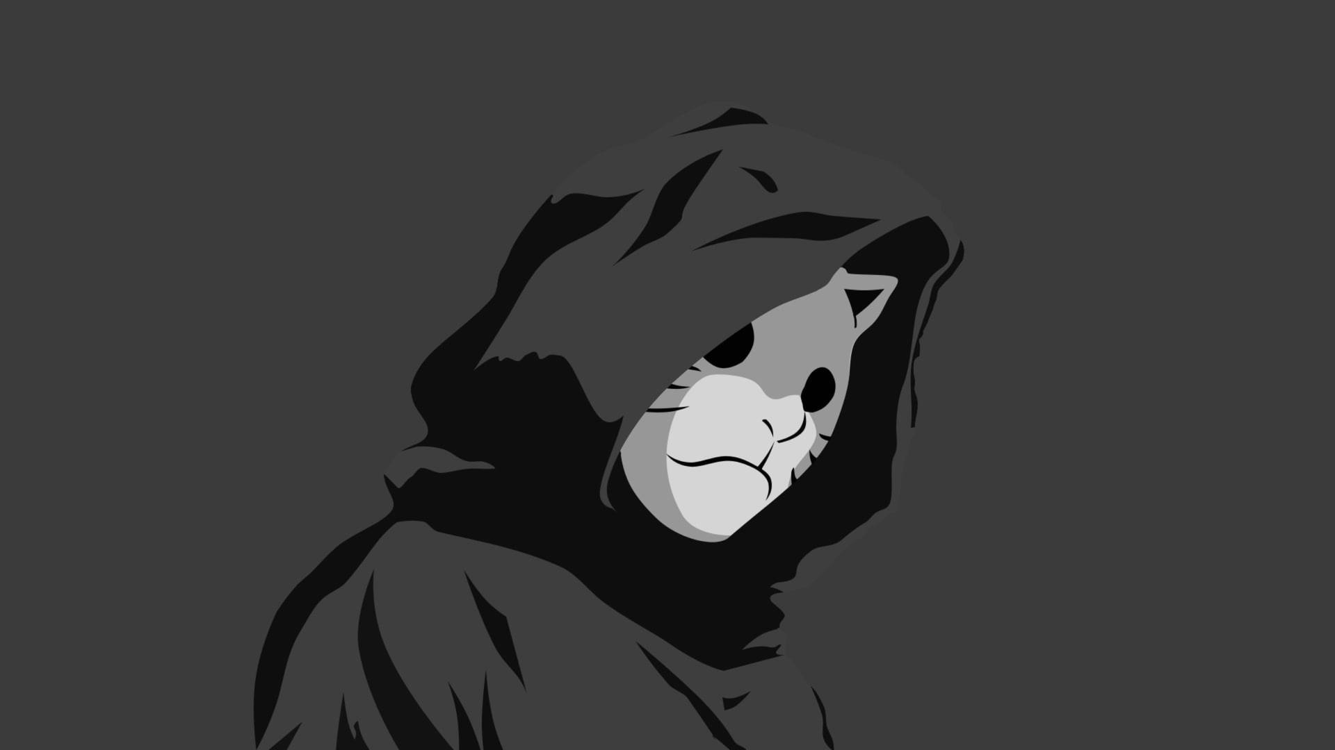 Masked Cat Embodying Melancholy Background