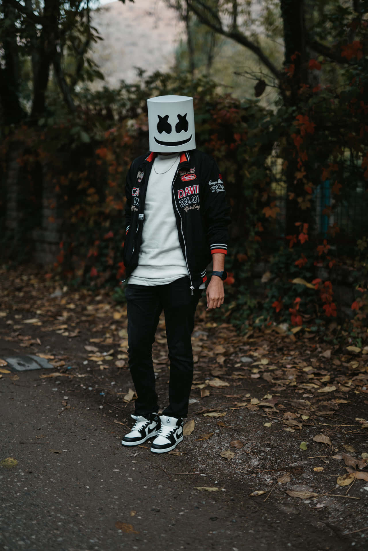 Masked Man On A Mellow Autumn Scene Background