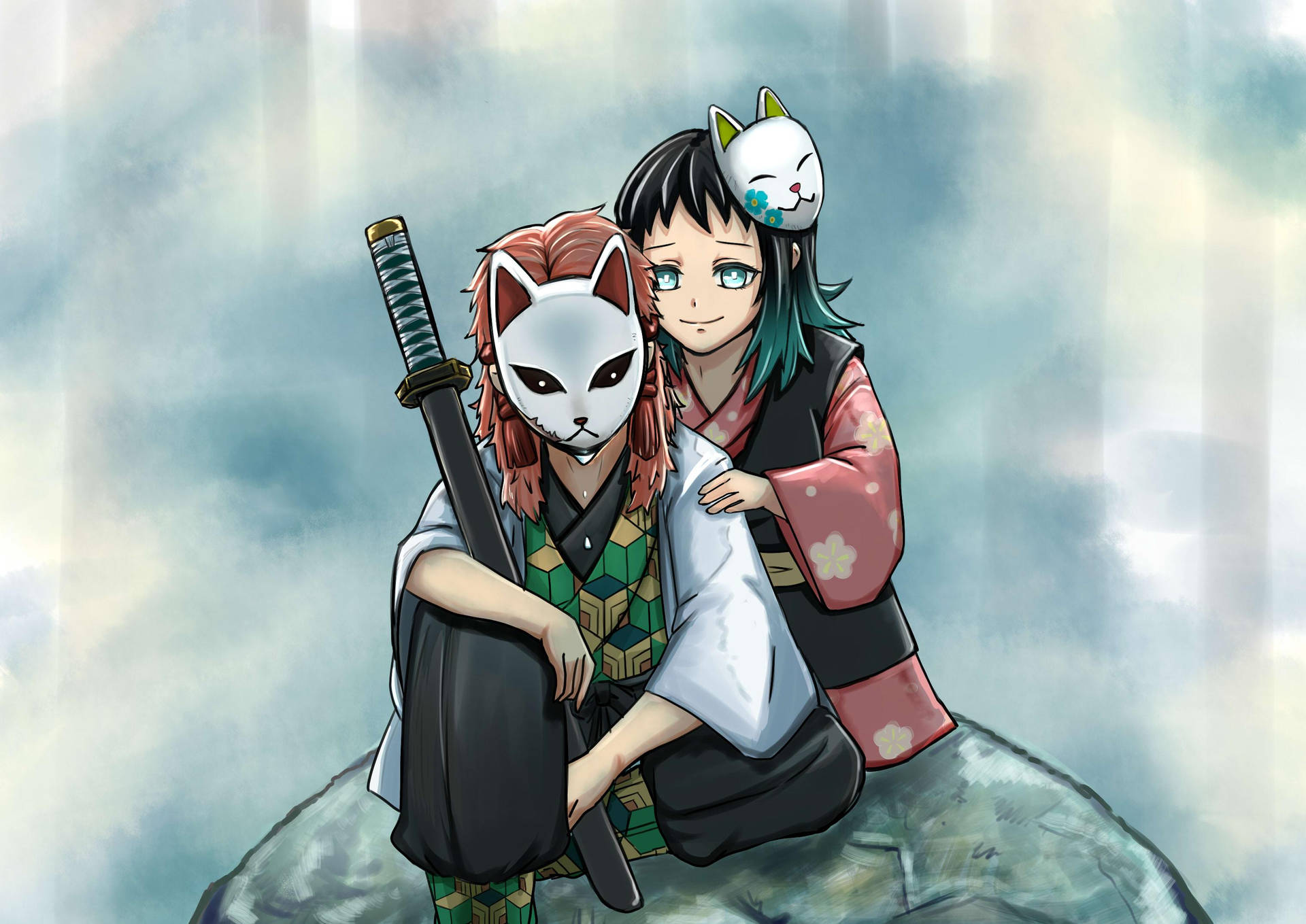 Masked Sabito And Makomo Background