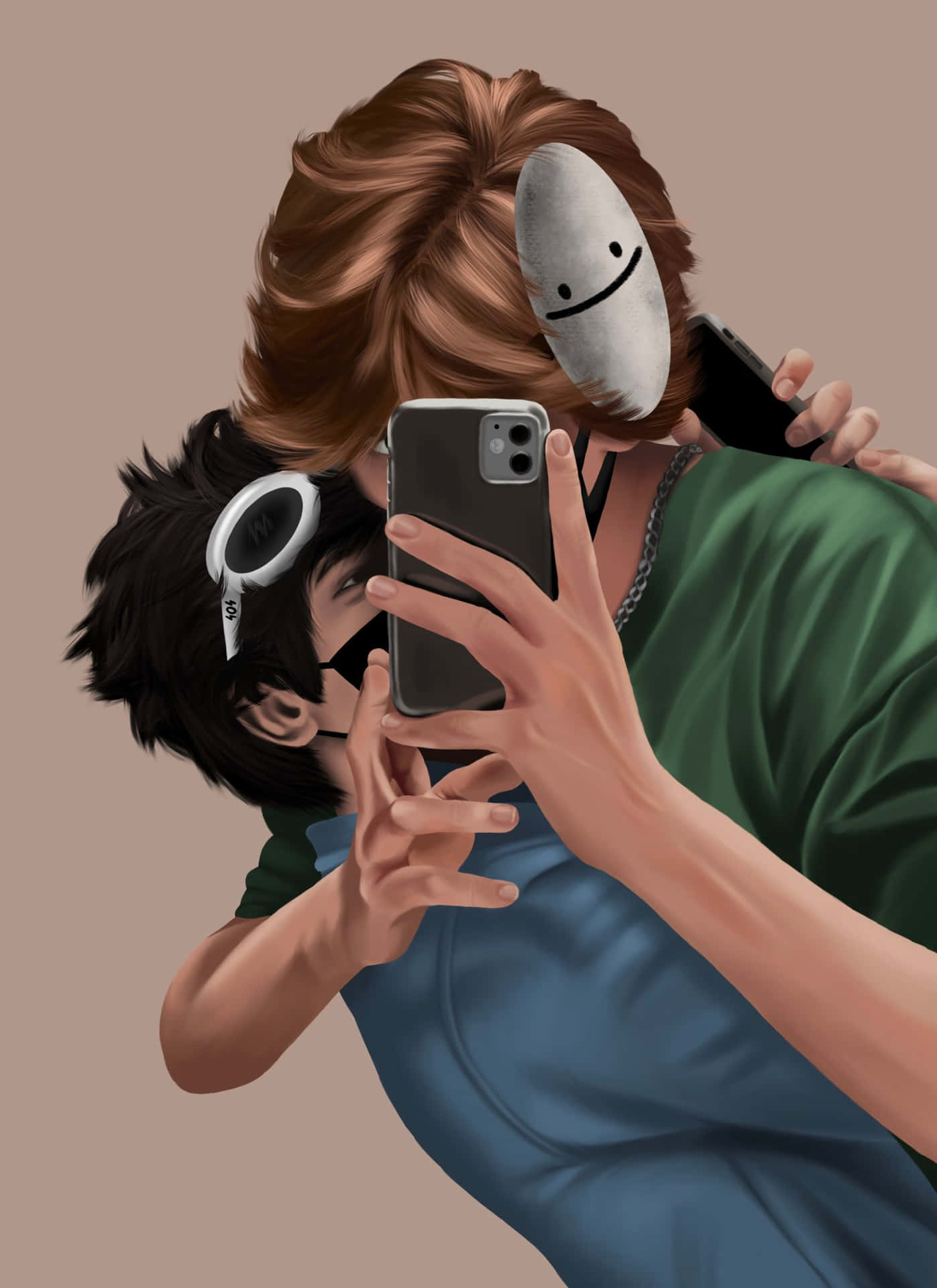 Masked Selfie Illustration Background