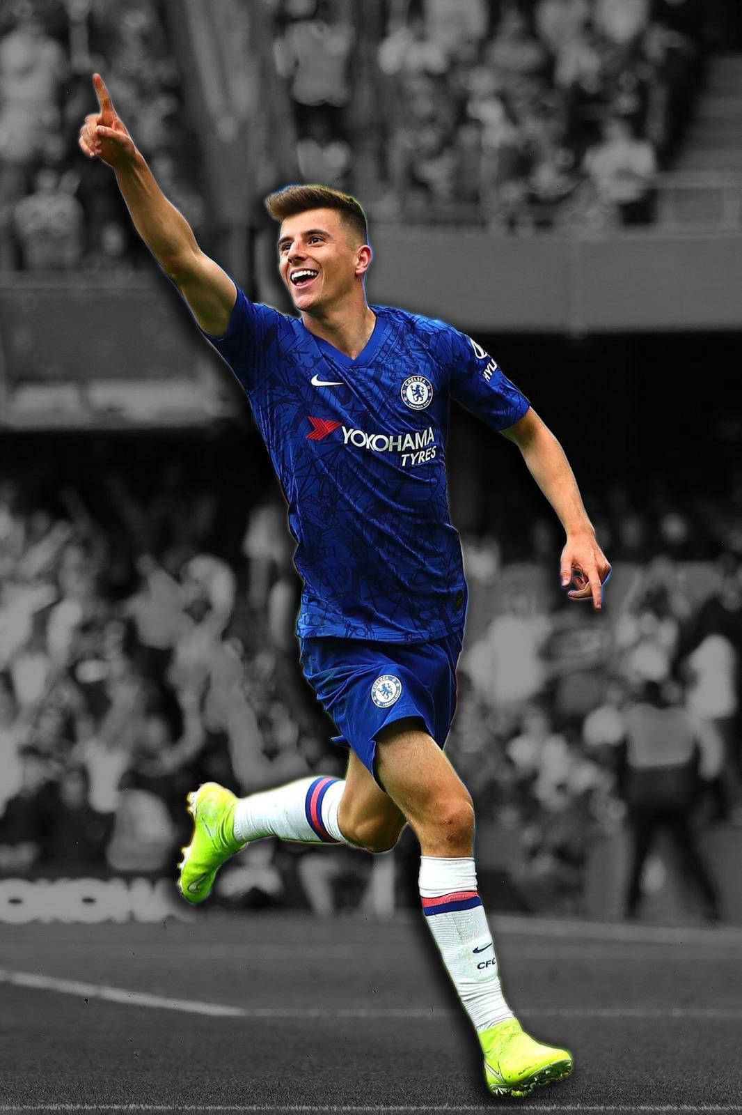 Mason Mount Runs With Monochrome Backdrop Background