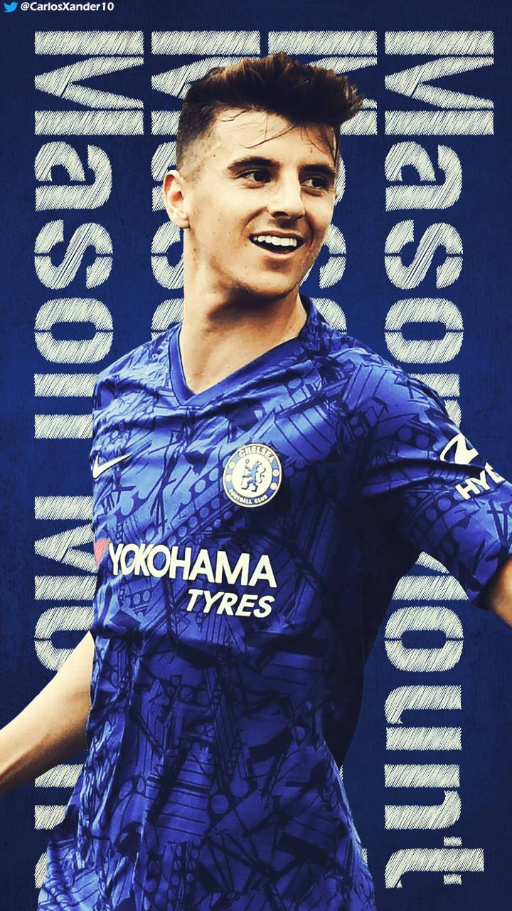 Mason Mount With Blue Backdrop Background