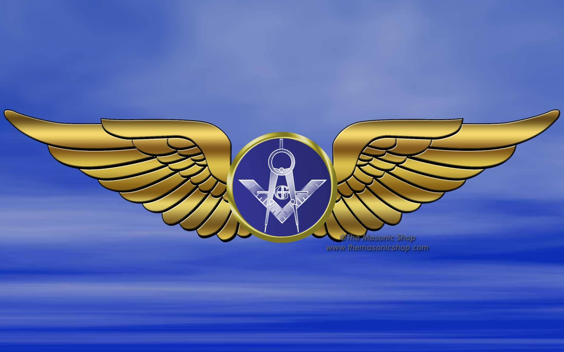 Masonic Logo With Golden Wings Background