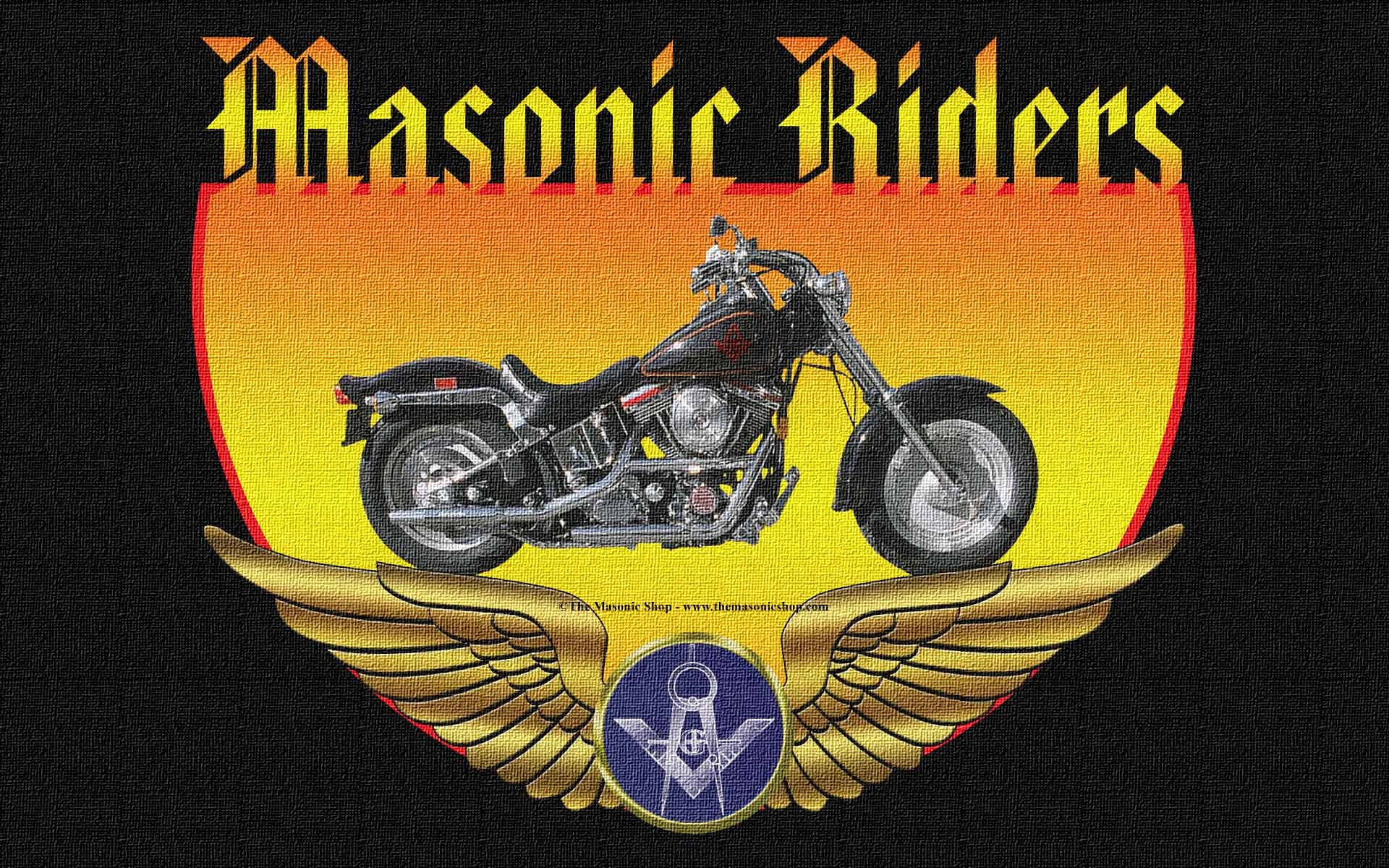 Masonic Riders With Black Motorcycle Background