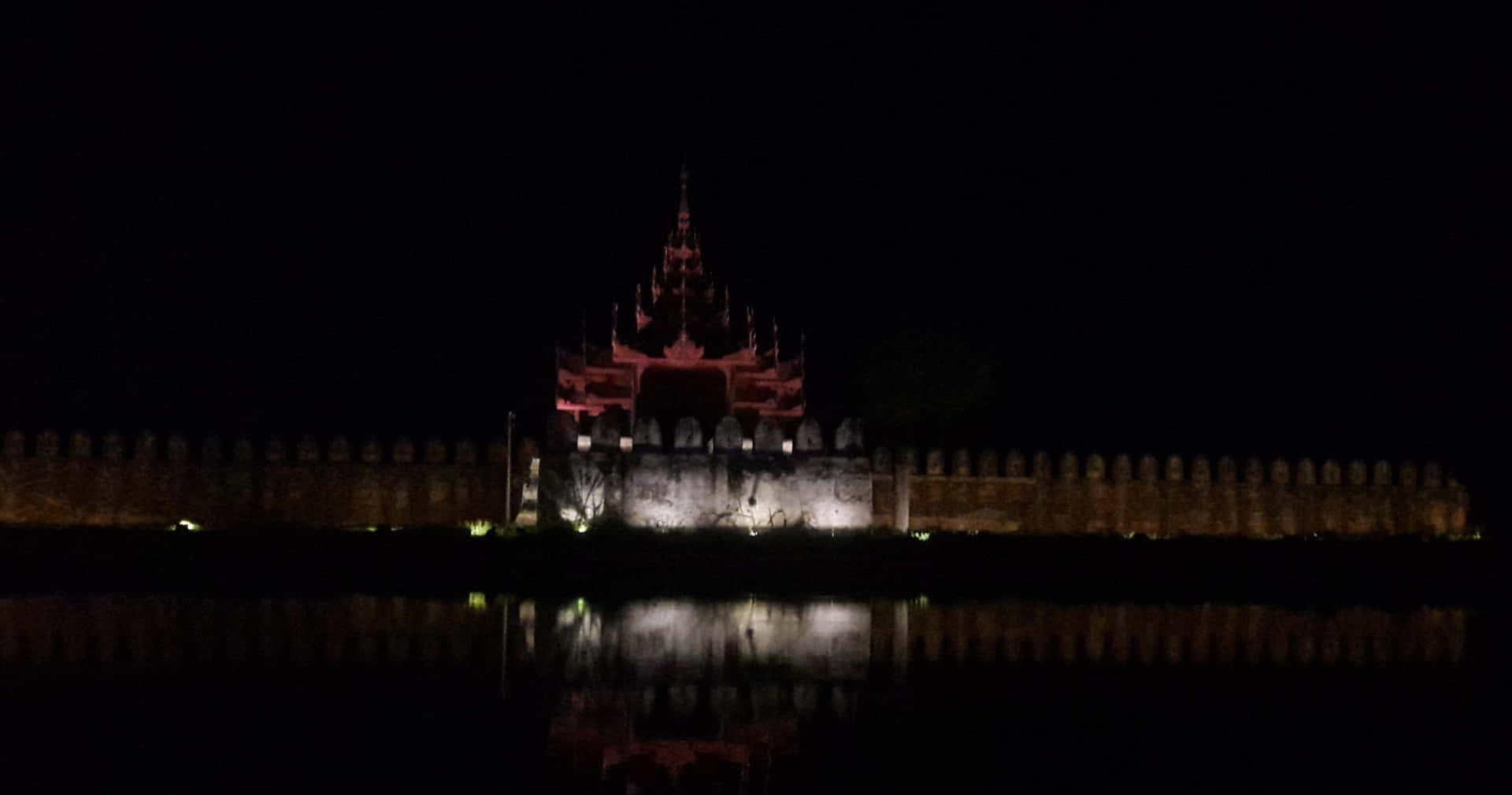 Masonry Screens Of Mandalay Palace At Night