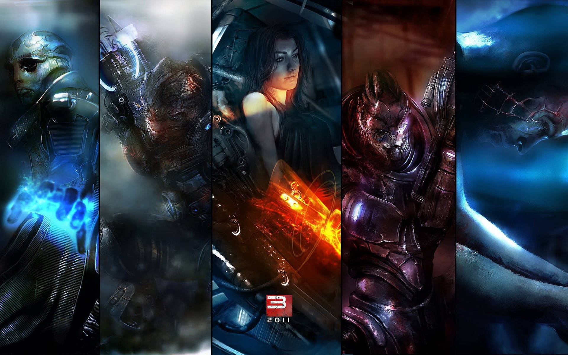 Mass Effect 3 Character Collage Background