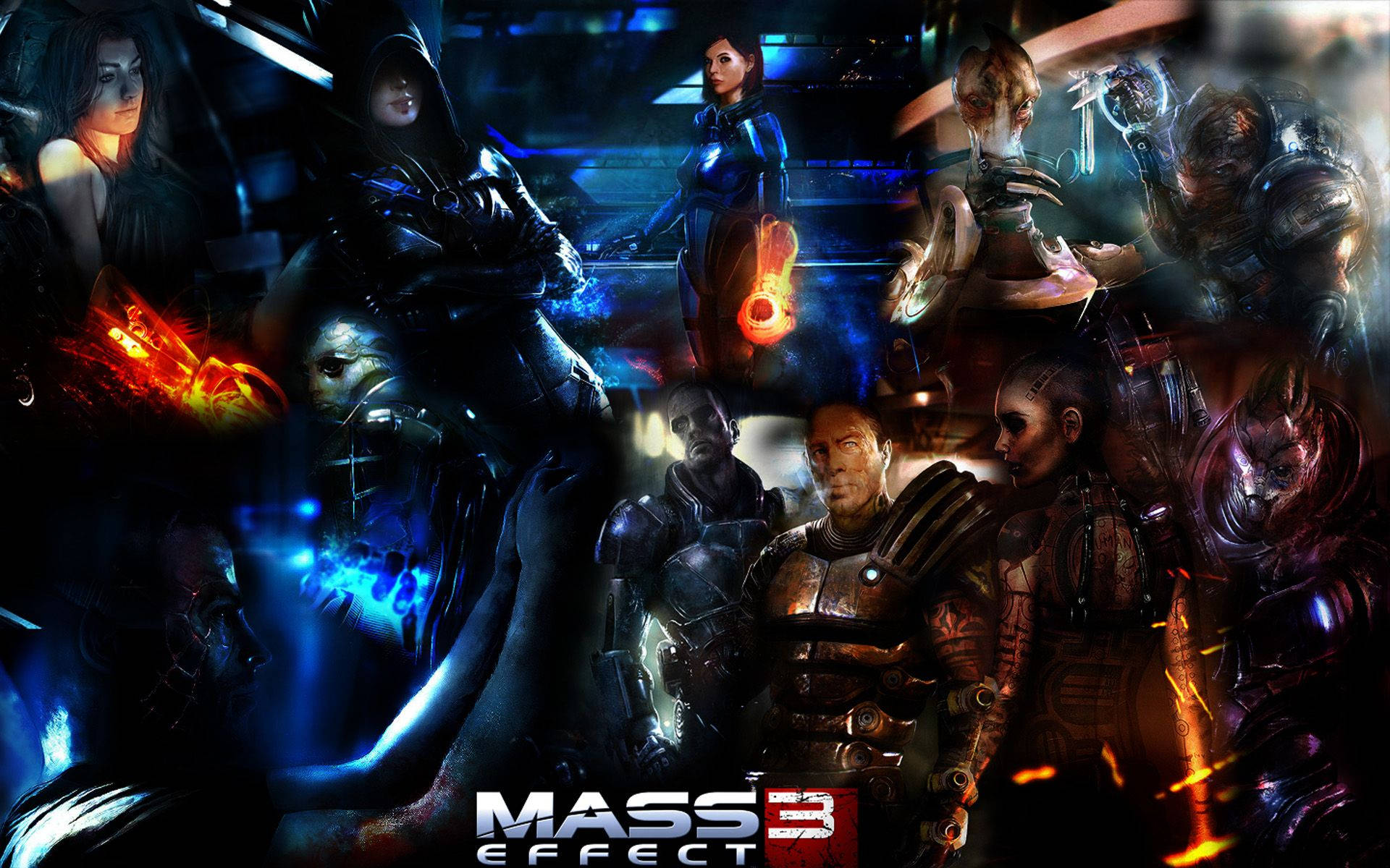 Mass Effect 3 Characters Collage Background