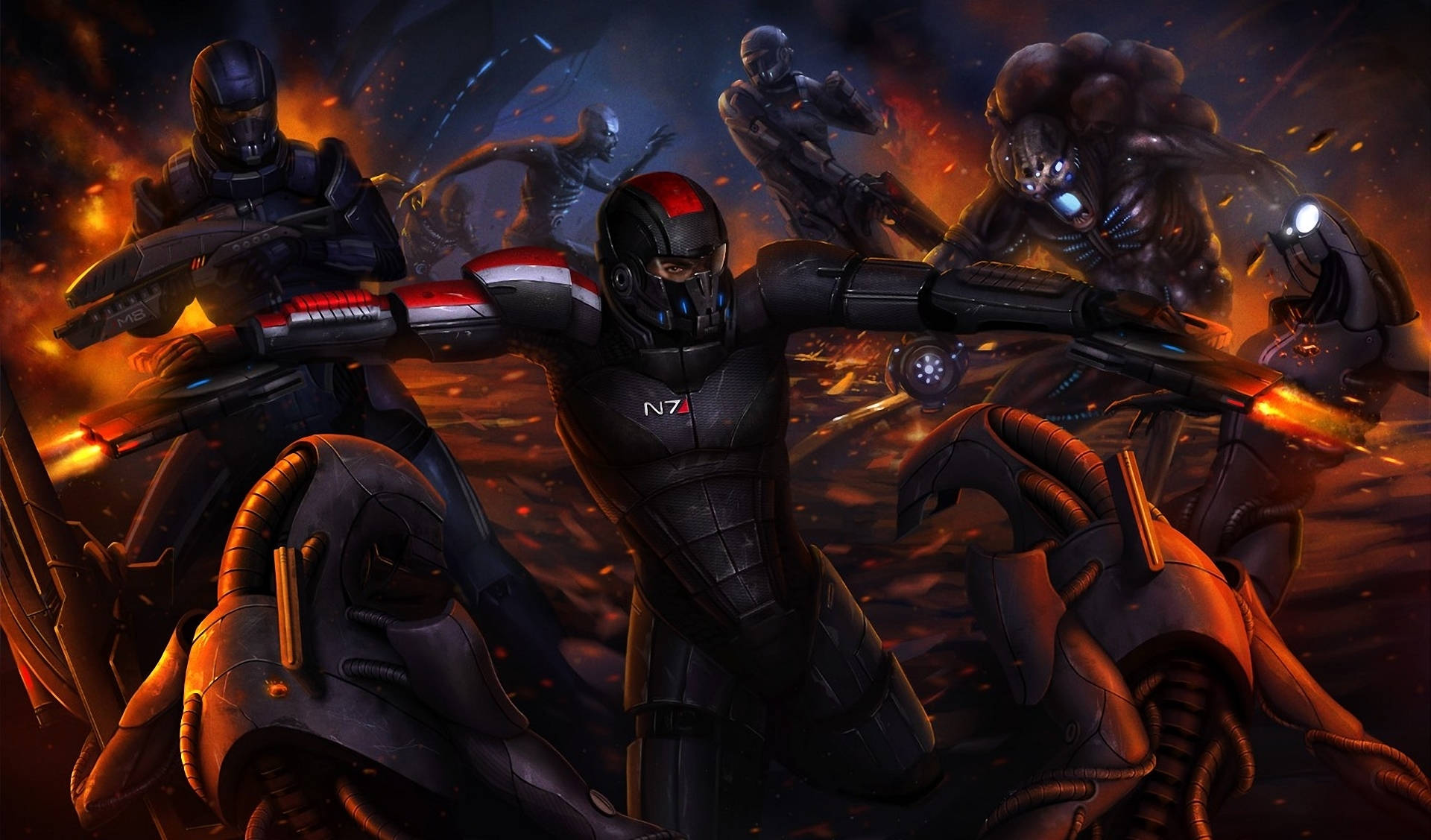 Mass Effect 3 N7 Squad Digital Art Background