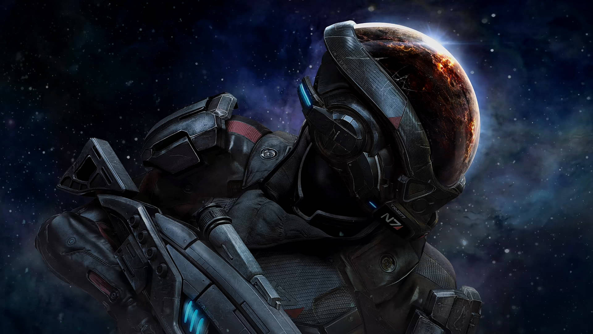 Mass Effect Armored Scott Ryder Background