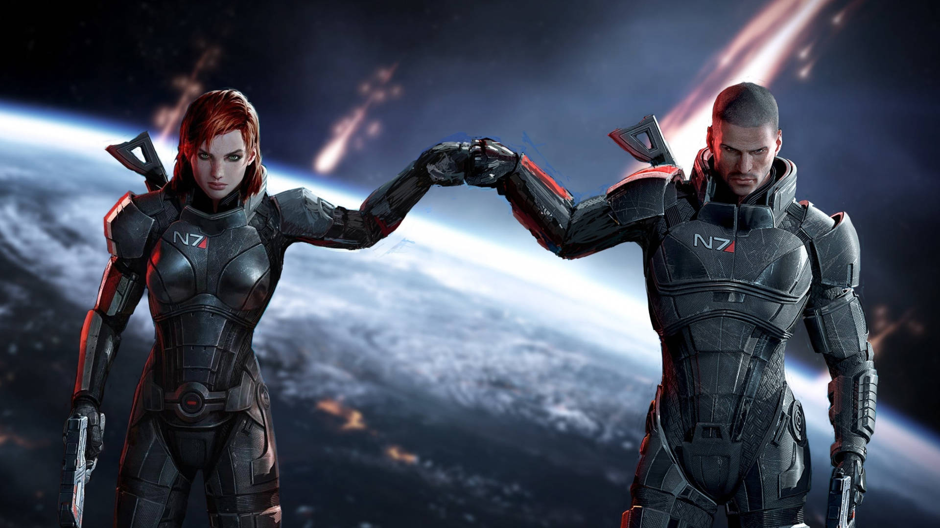 Mass Effect Male And Female Shepard Background