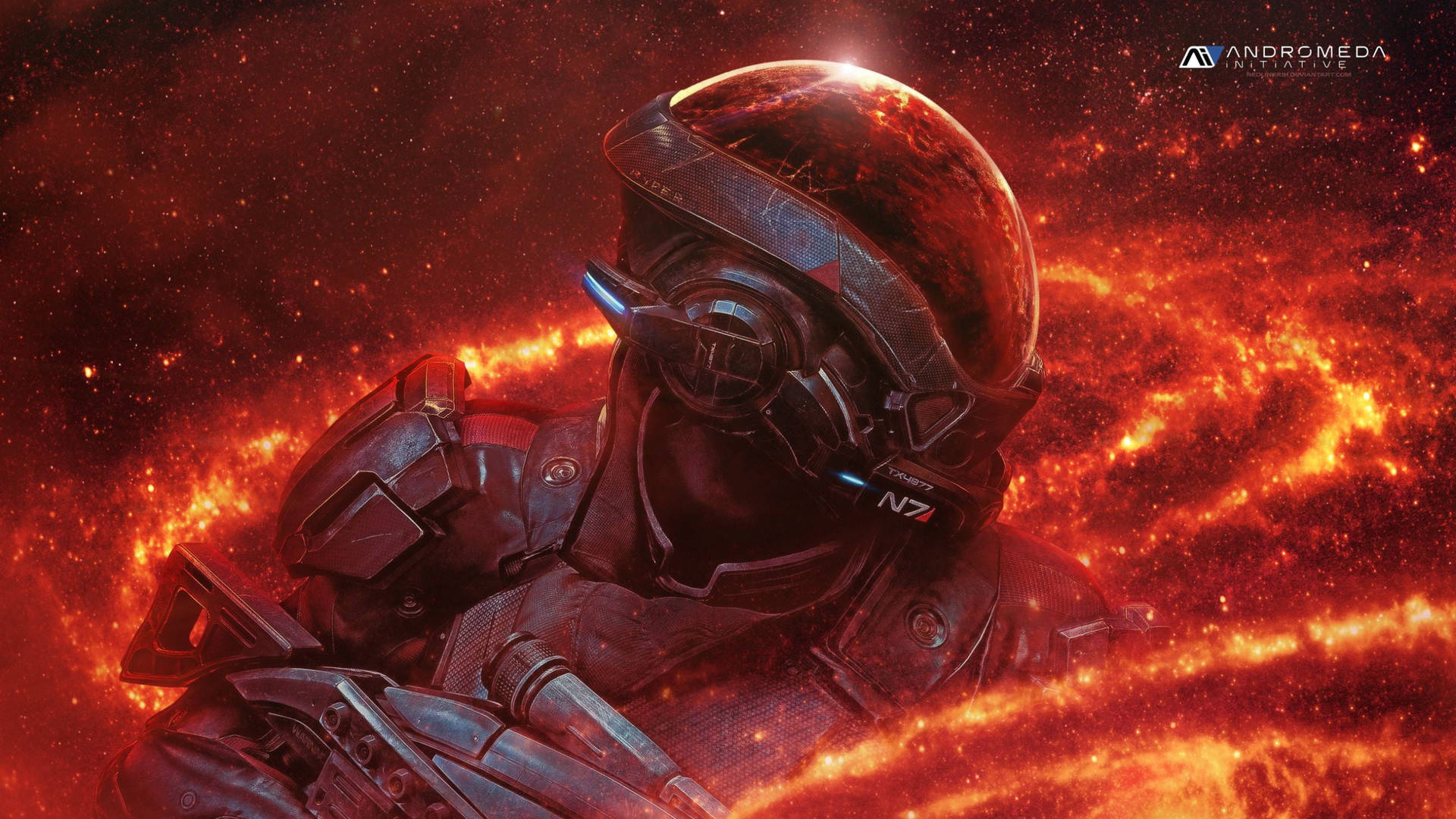 Mass Effect Scott Ryder Red Aesthetic Background