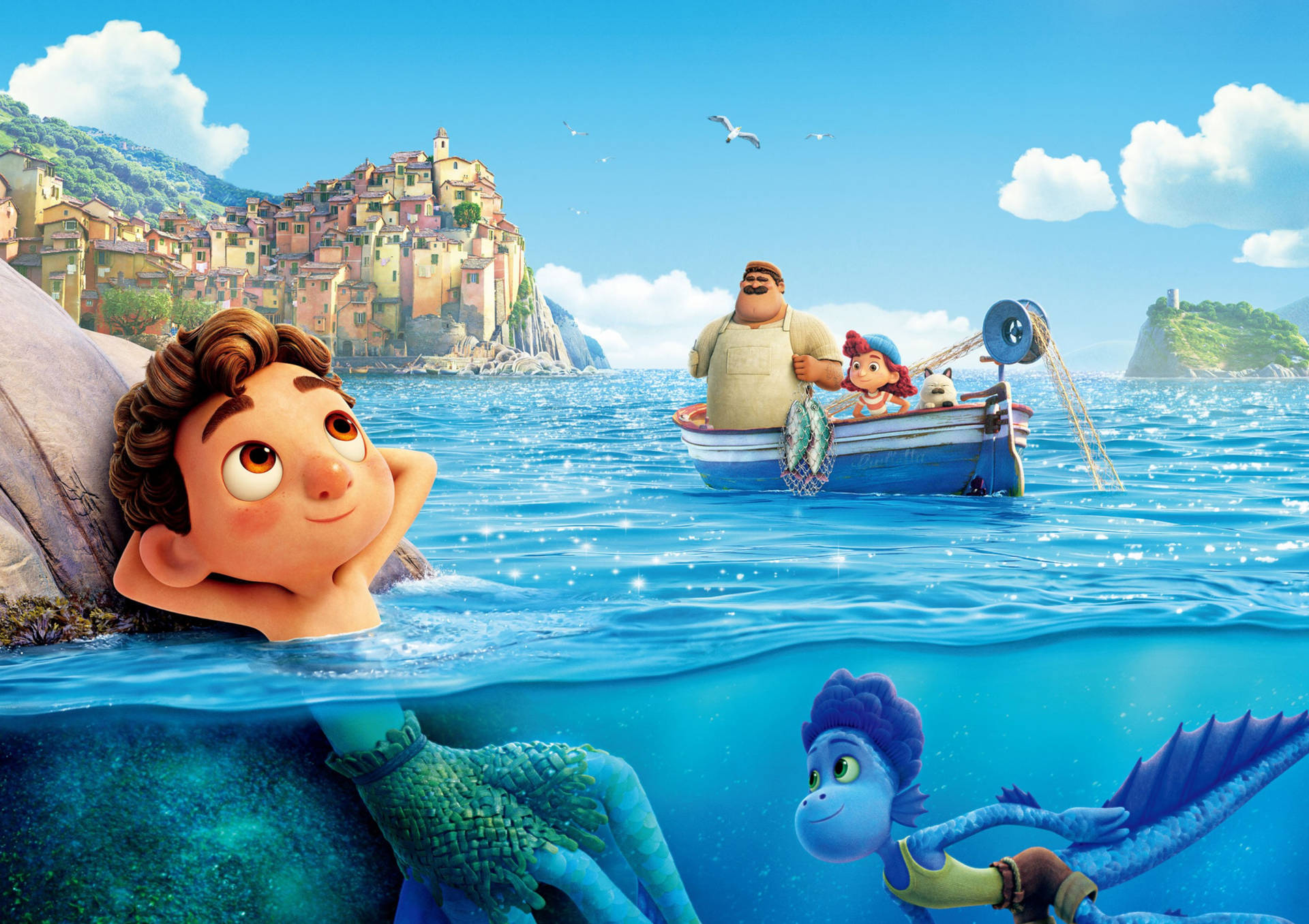 Massimo Fishing Pixar Luca Background