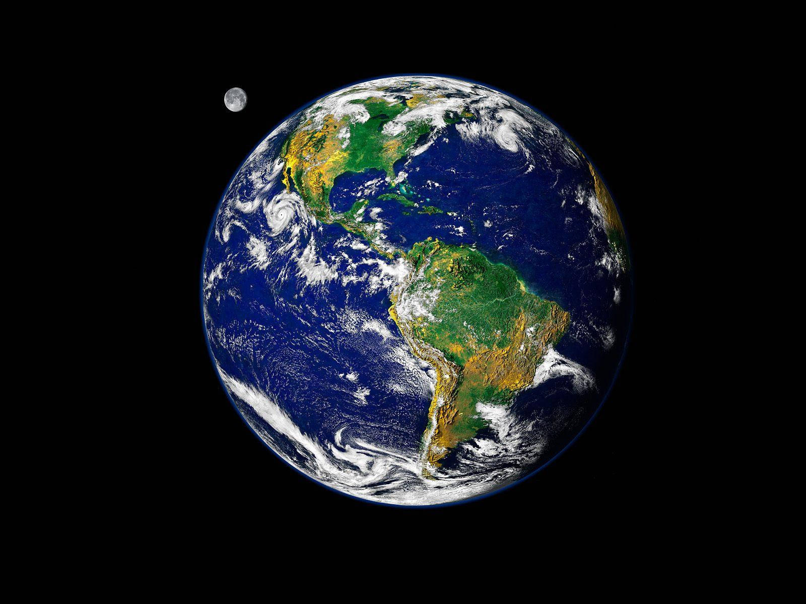 Massive Earth With Moon Background