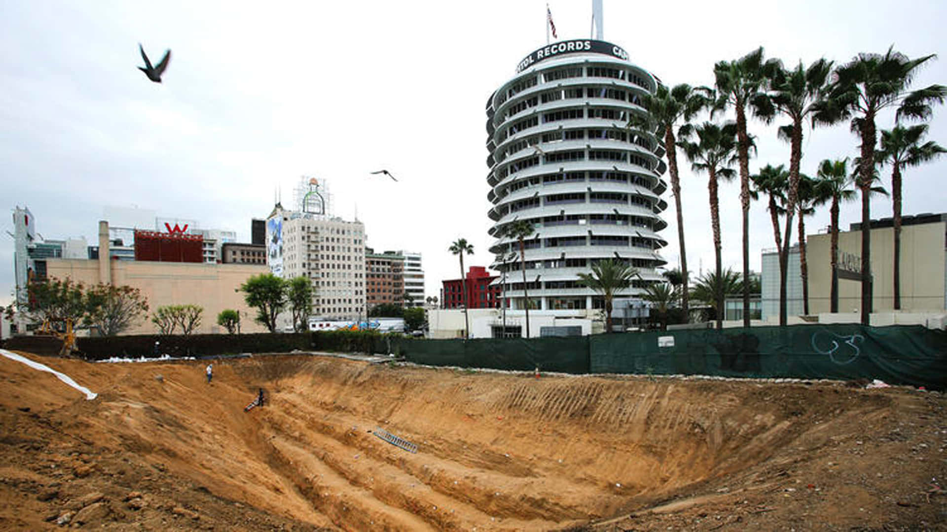 Massive Hole In Front Of Capitol Records Building