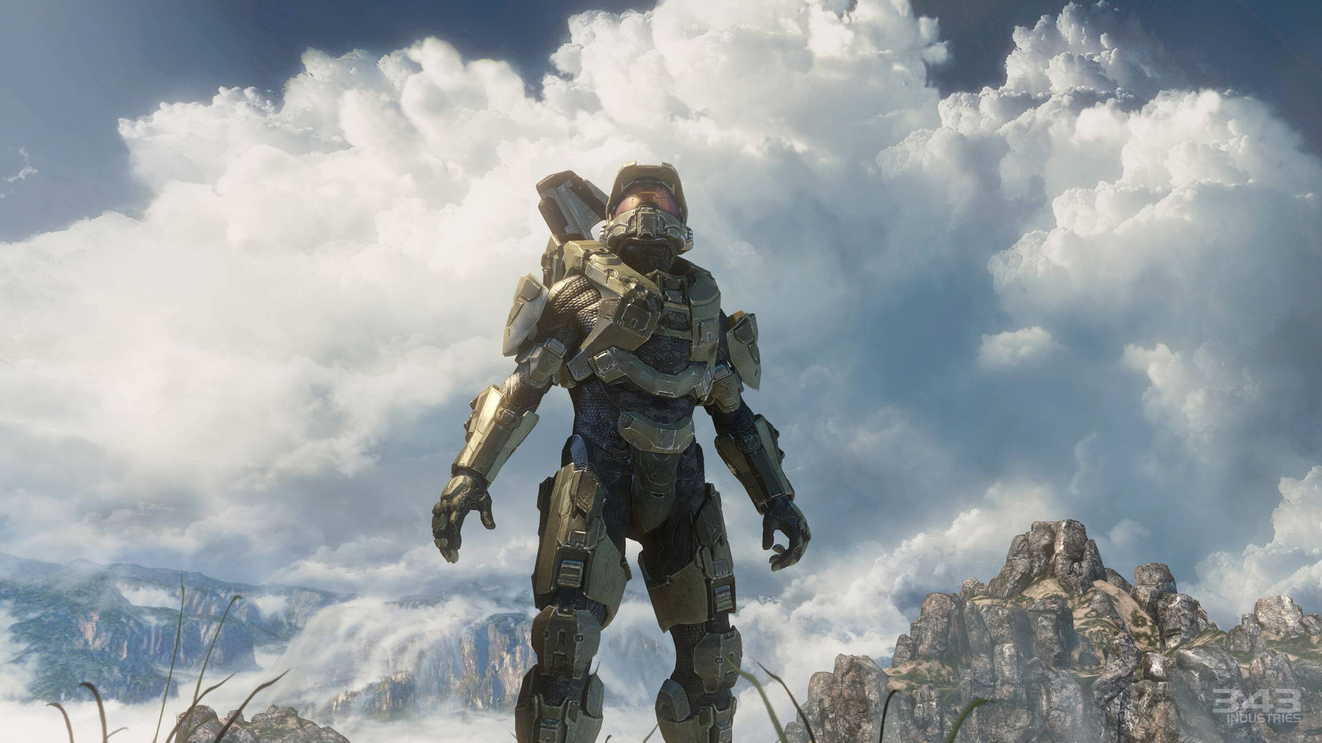 Master Chief And Cloudy Sky Background