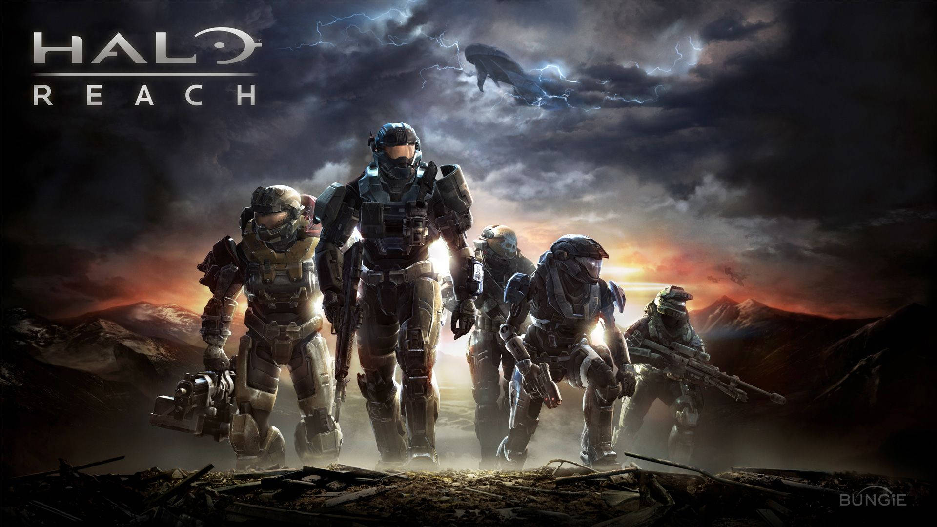 Master Chief And Cortana Prepare For Battle At Dusk Background