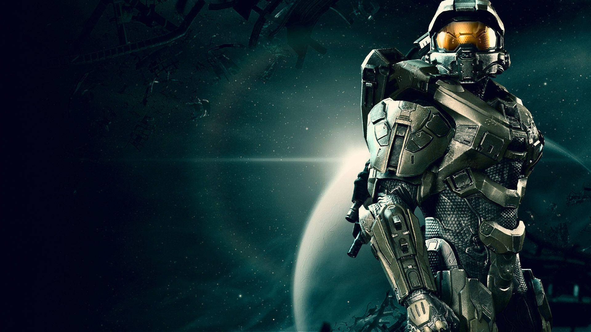 Master Chief And Right Planet Background