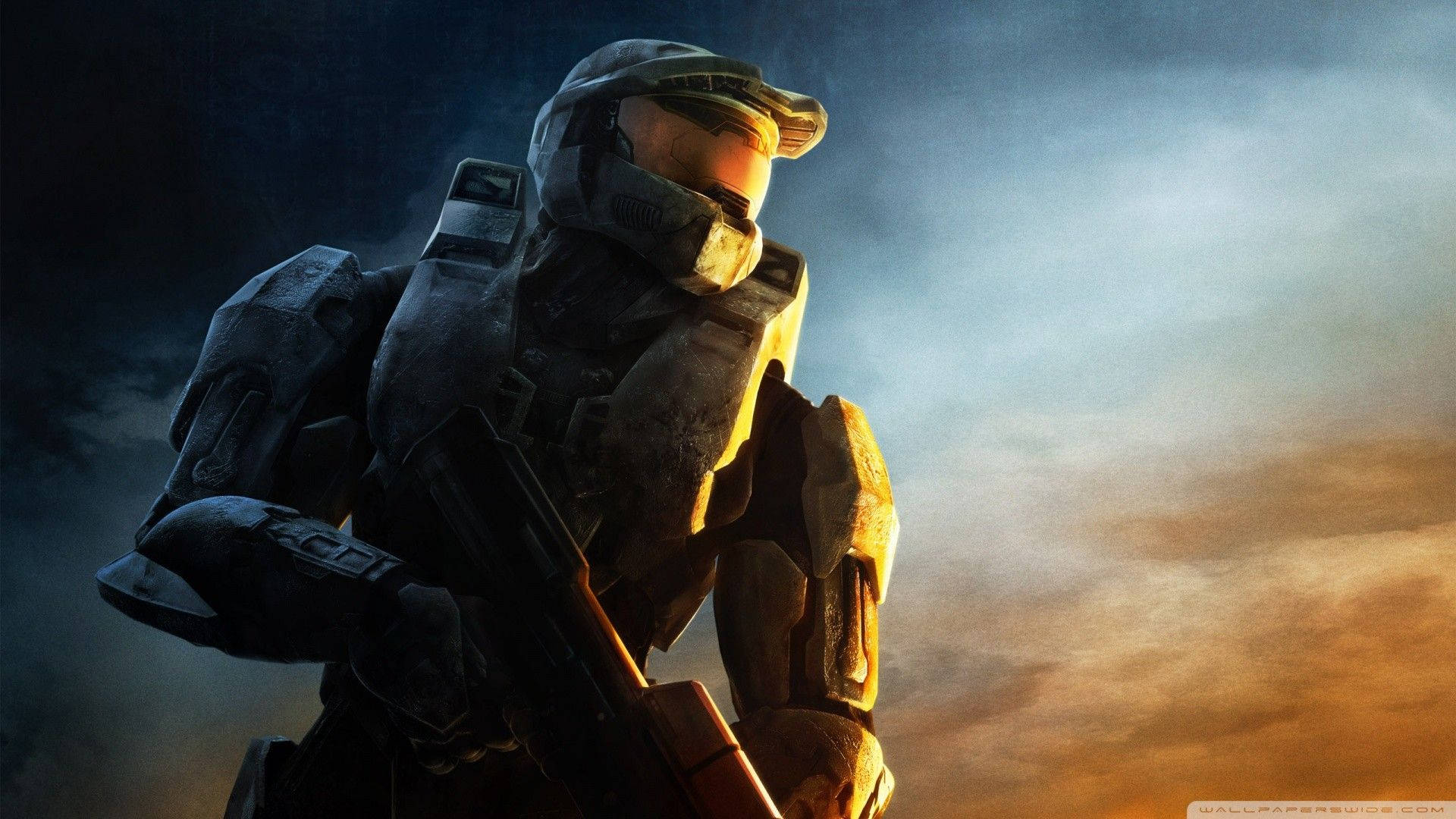 Master Chief At Sunset Background