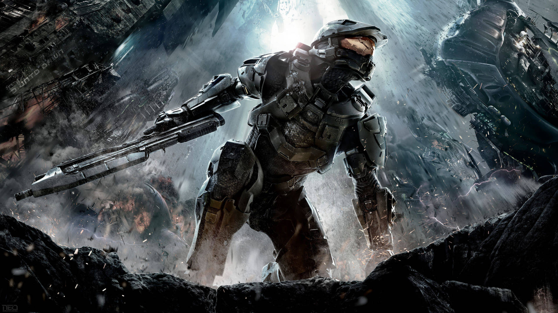 Master Chief Half-kneeling Background