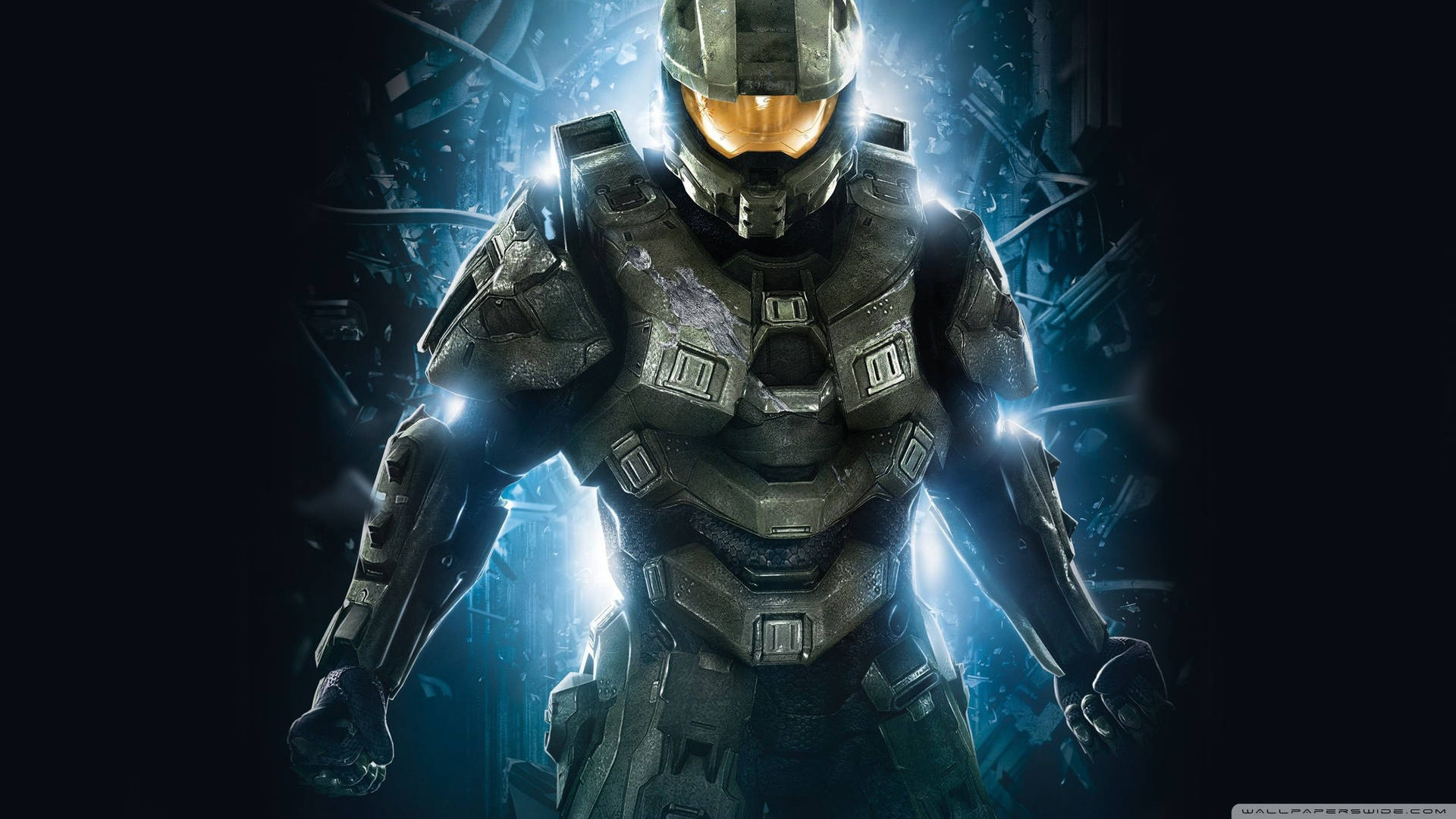 Master Chief In Center Backlight Background