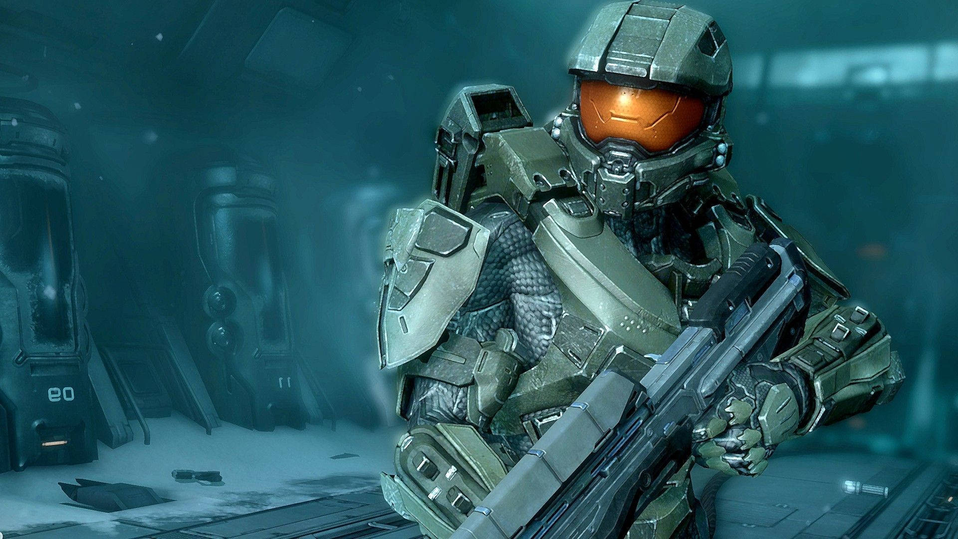 Master Chief Inside A Spaceship Background