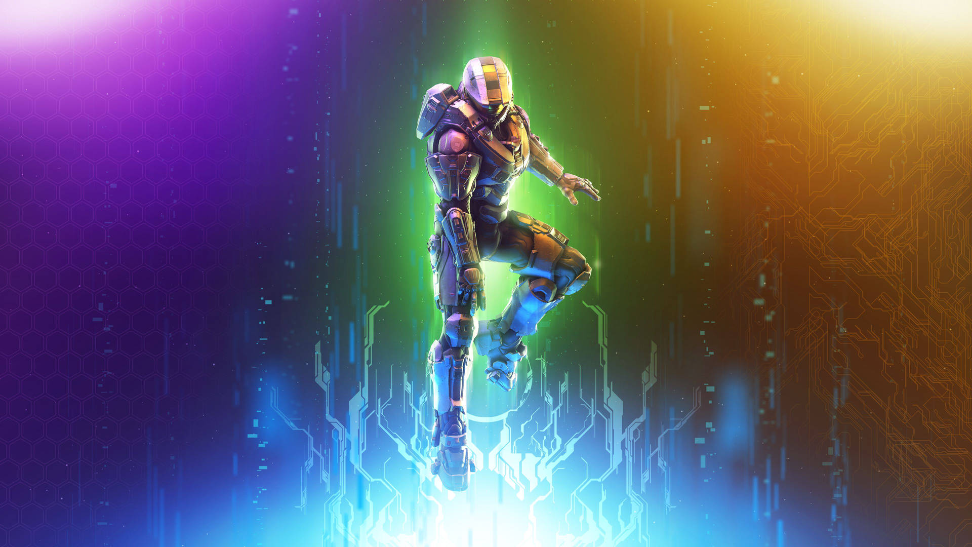 Master Chief Rainbow Artwork Background