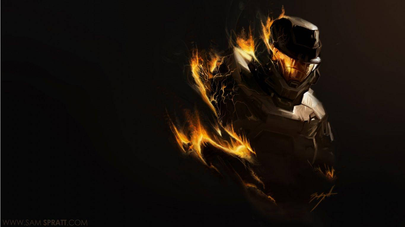 Master Chief Right Flame Ember Background