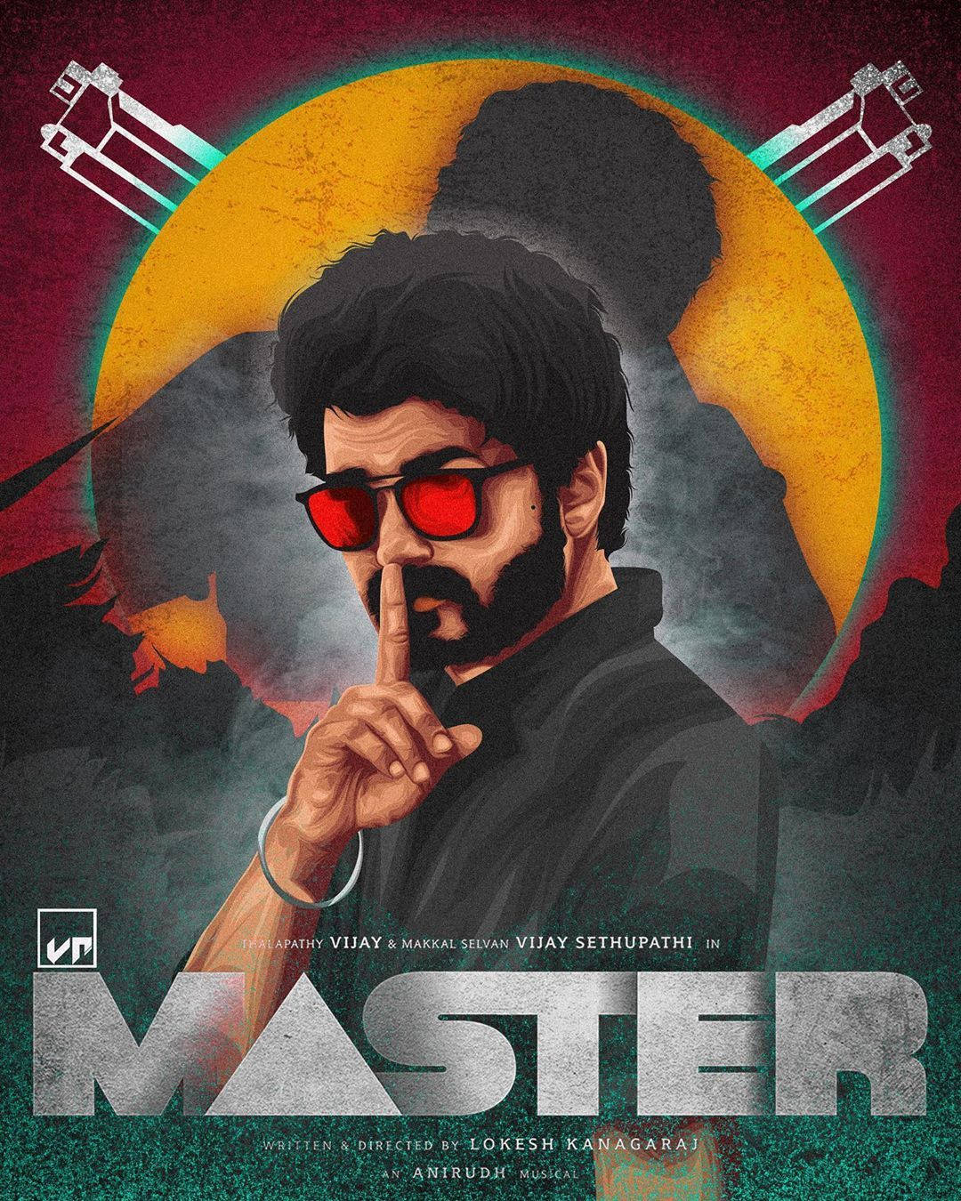 Master Vijay 4k Retro Poster Background