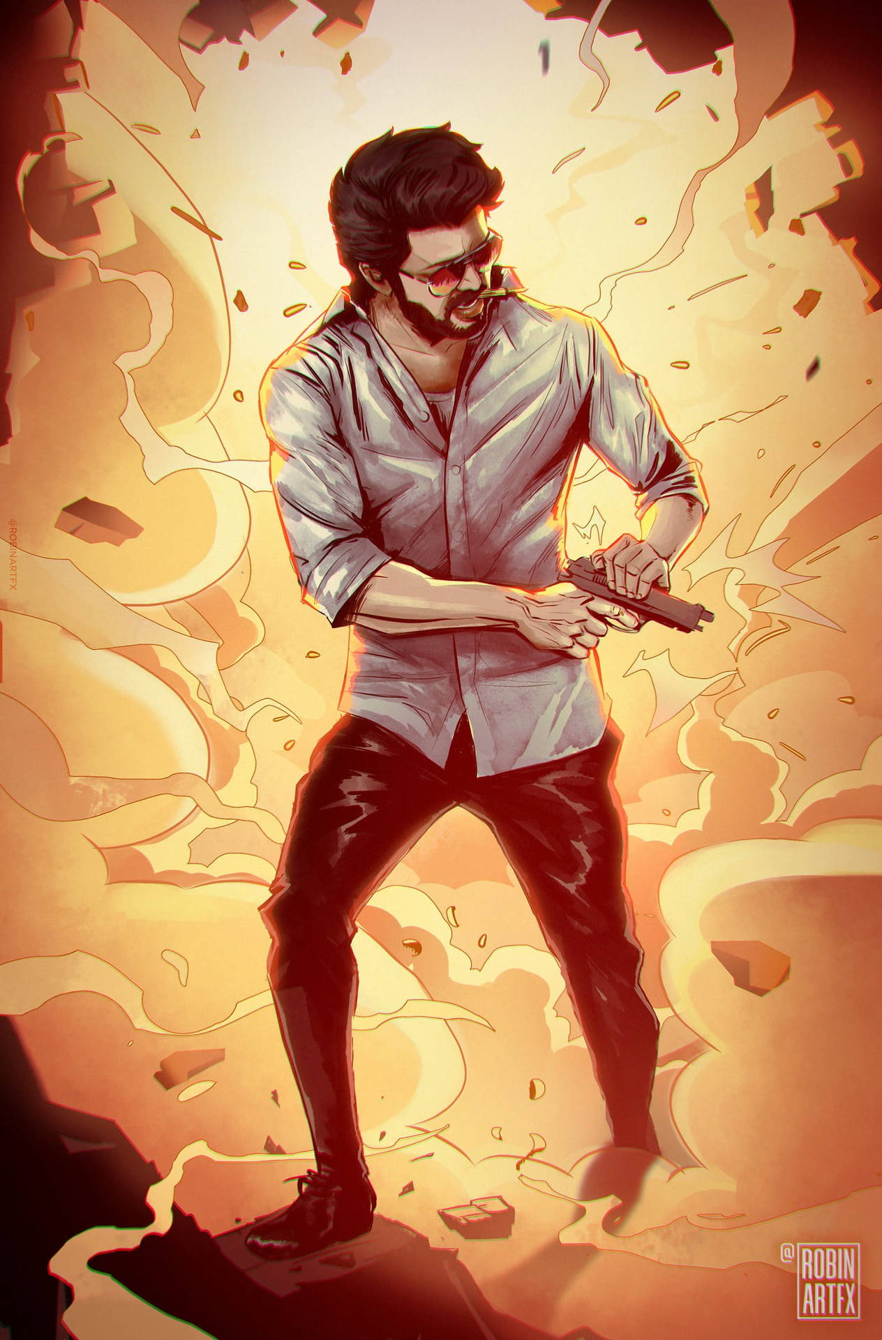 Master Vijay Hd Action Scene Art Background