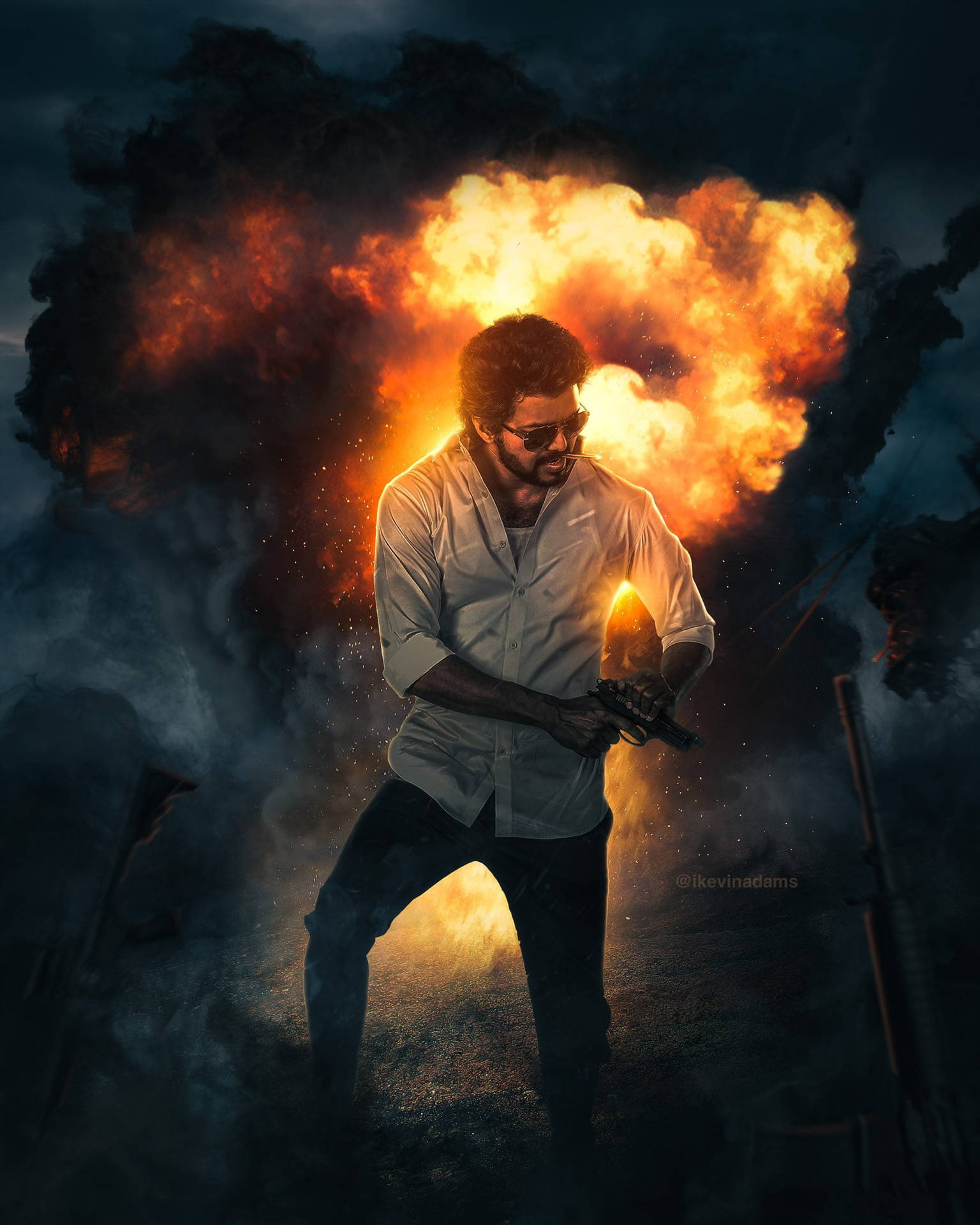 Master Vijay Hd Explosion Scene Background