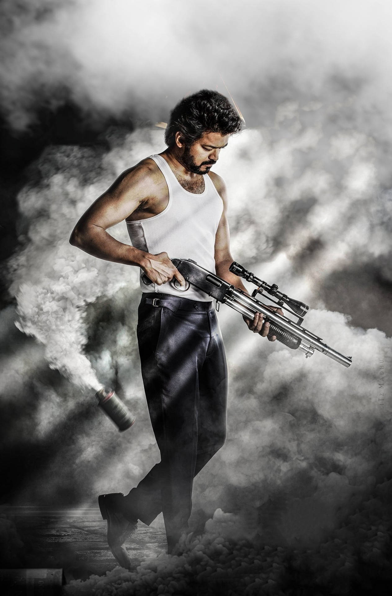 Master Vijay Hd Gun And Bomb Background