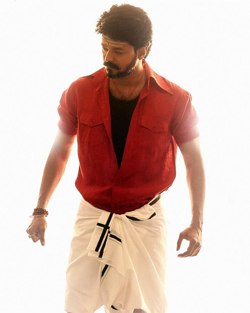 Master Vijay In Red Background