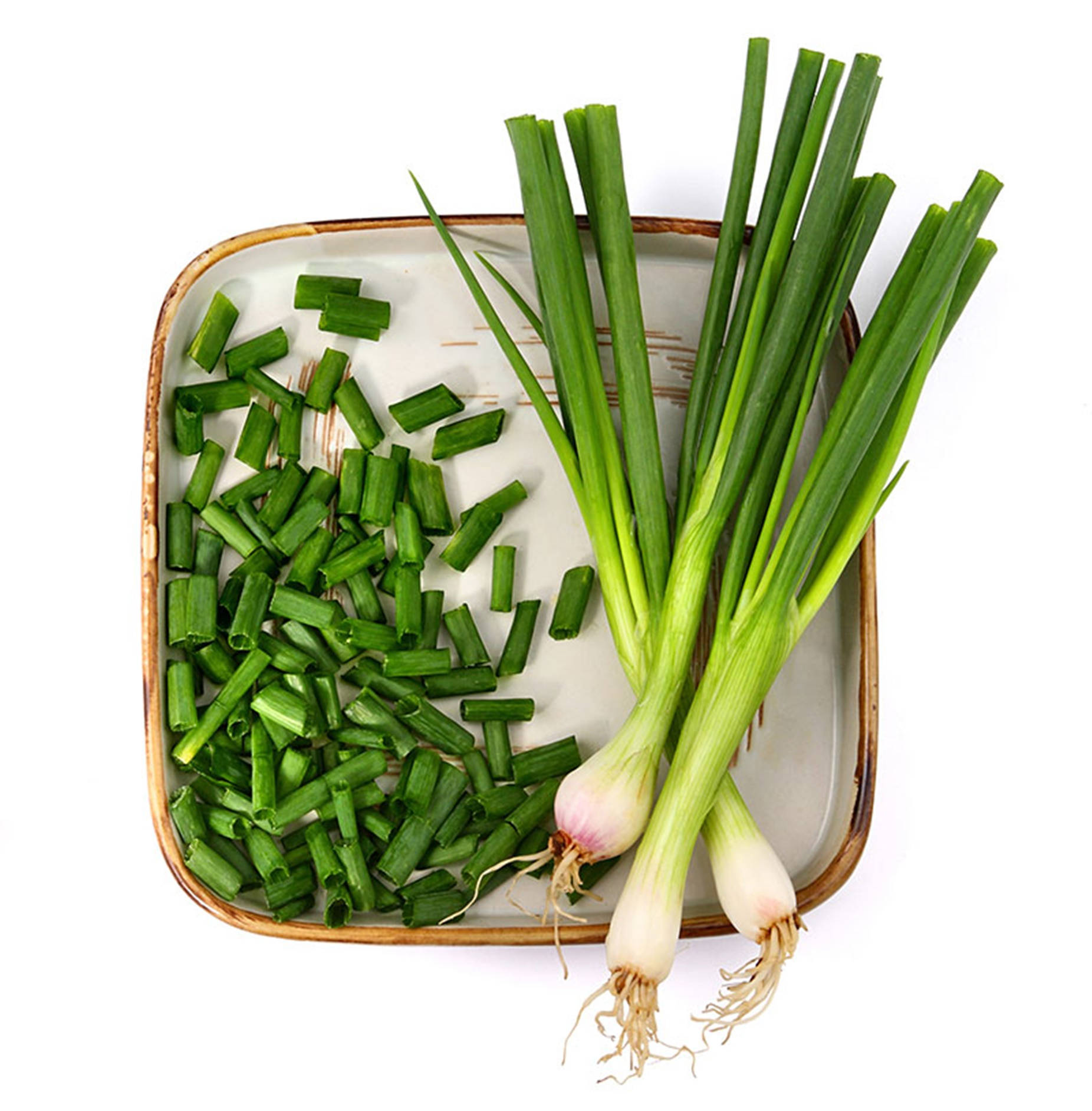 Masterful Flat Lay Whole And Chopped Green Onion Background