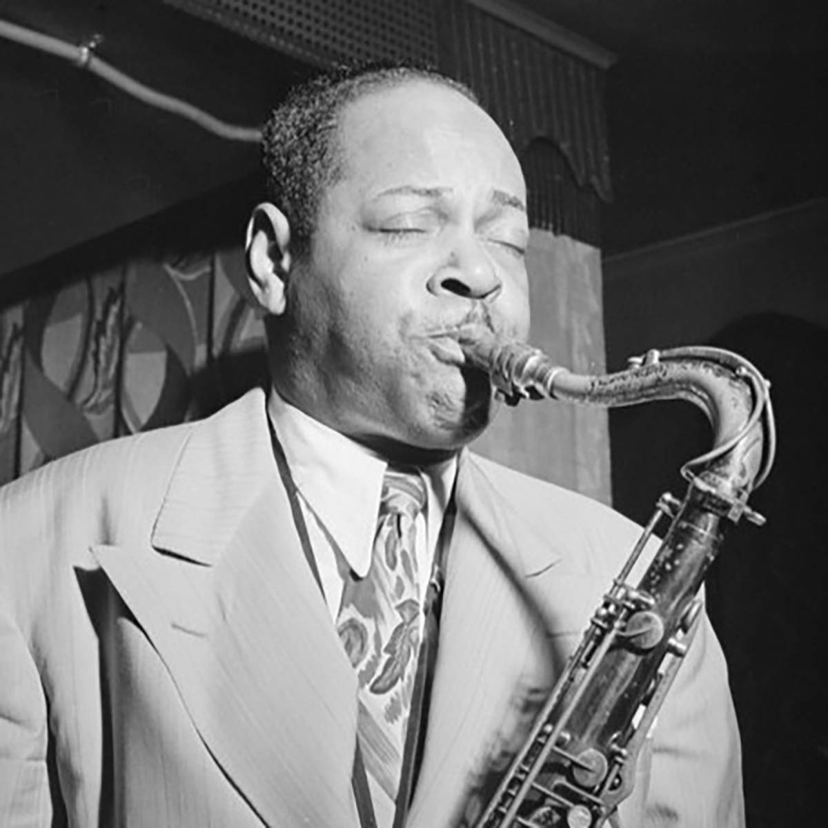 Masterful Jazz Legend Coleman Hawkins In Detailed Portrait Background