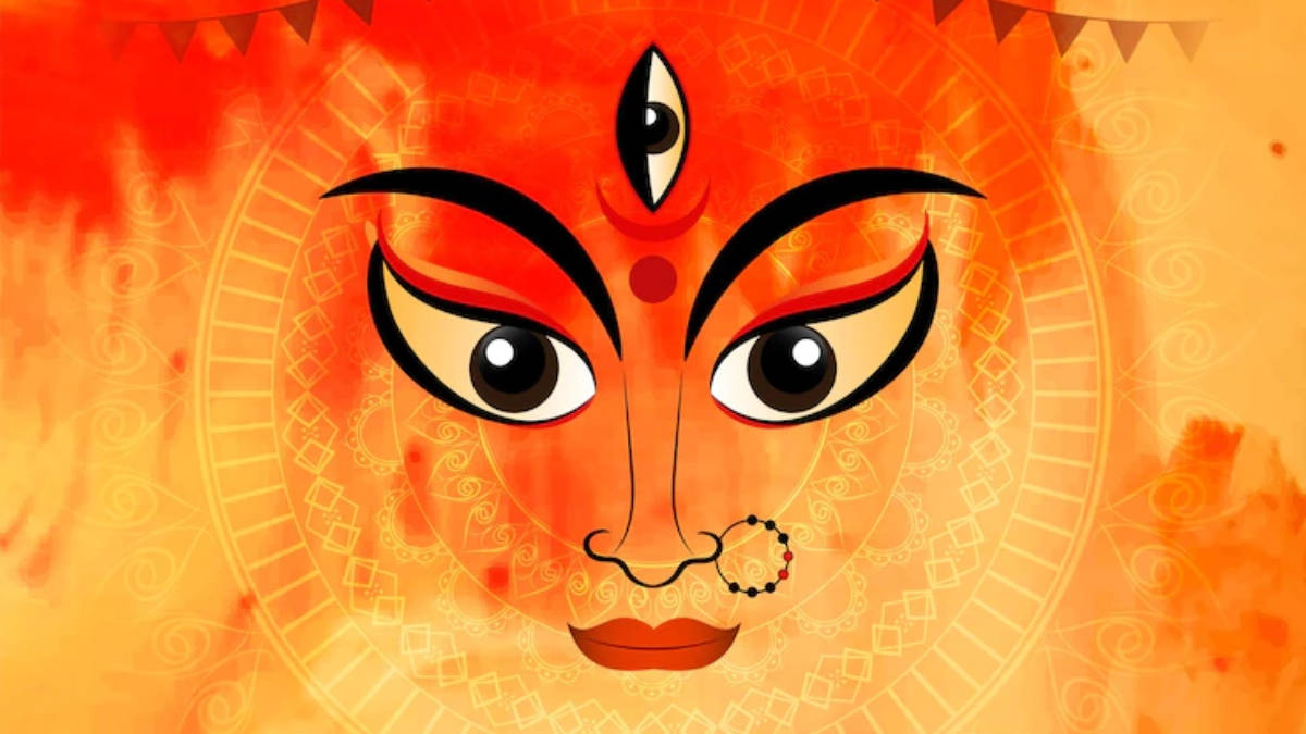 Mata Rani Fiery Orange Face Background