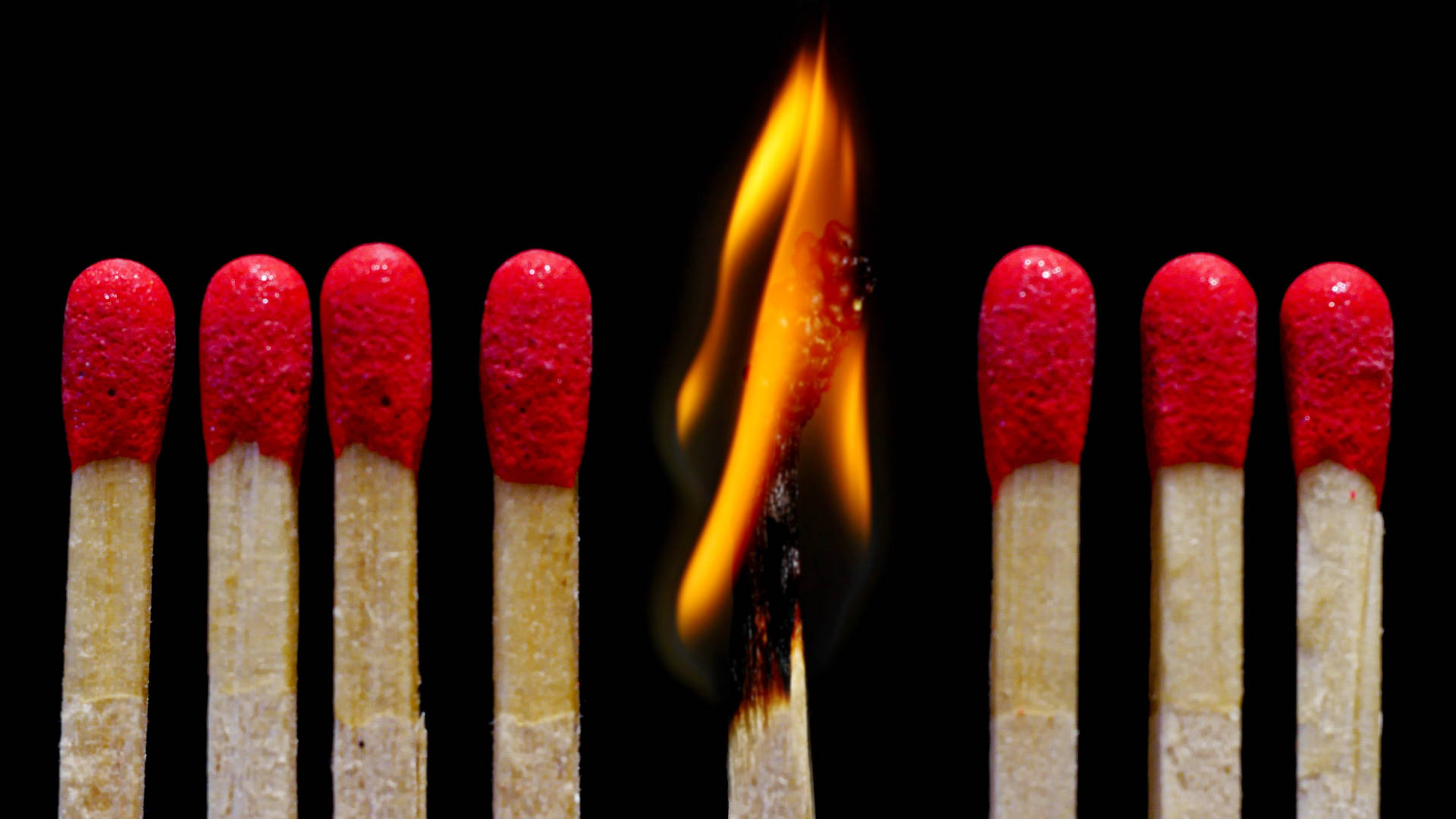 Match Being Burned Alone Background