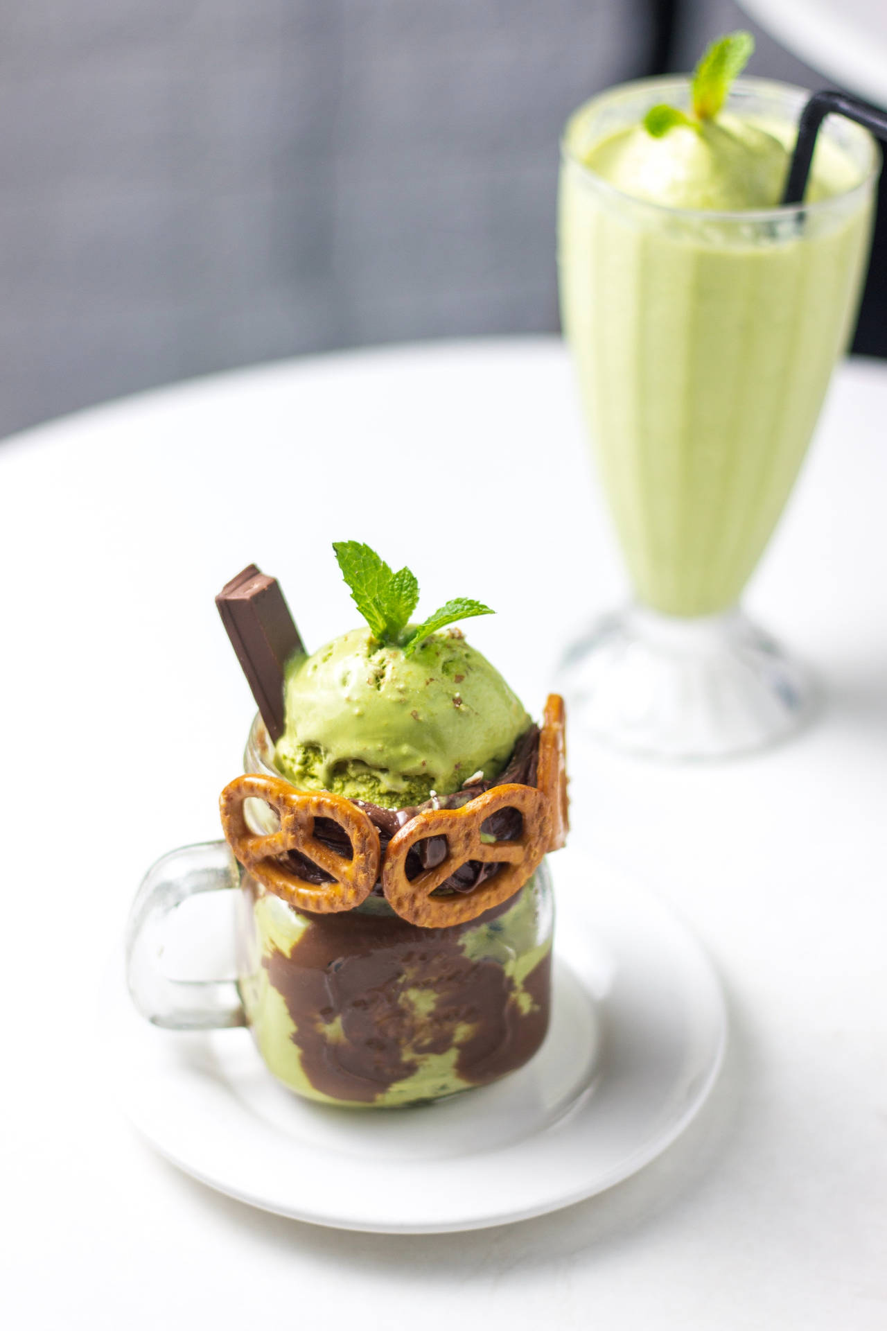 Matcha Ice Cream With Pretzels