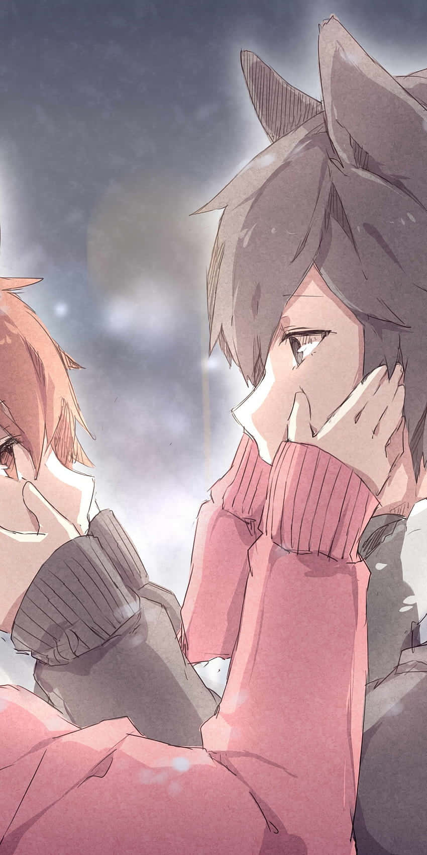 Matching Anime Cat Ears Couple Background