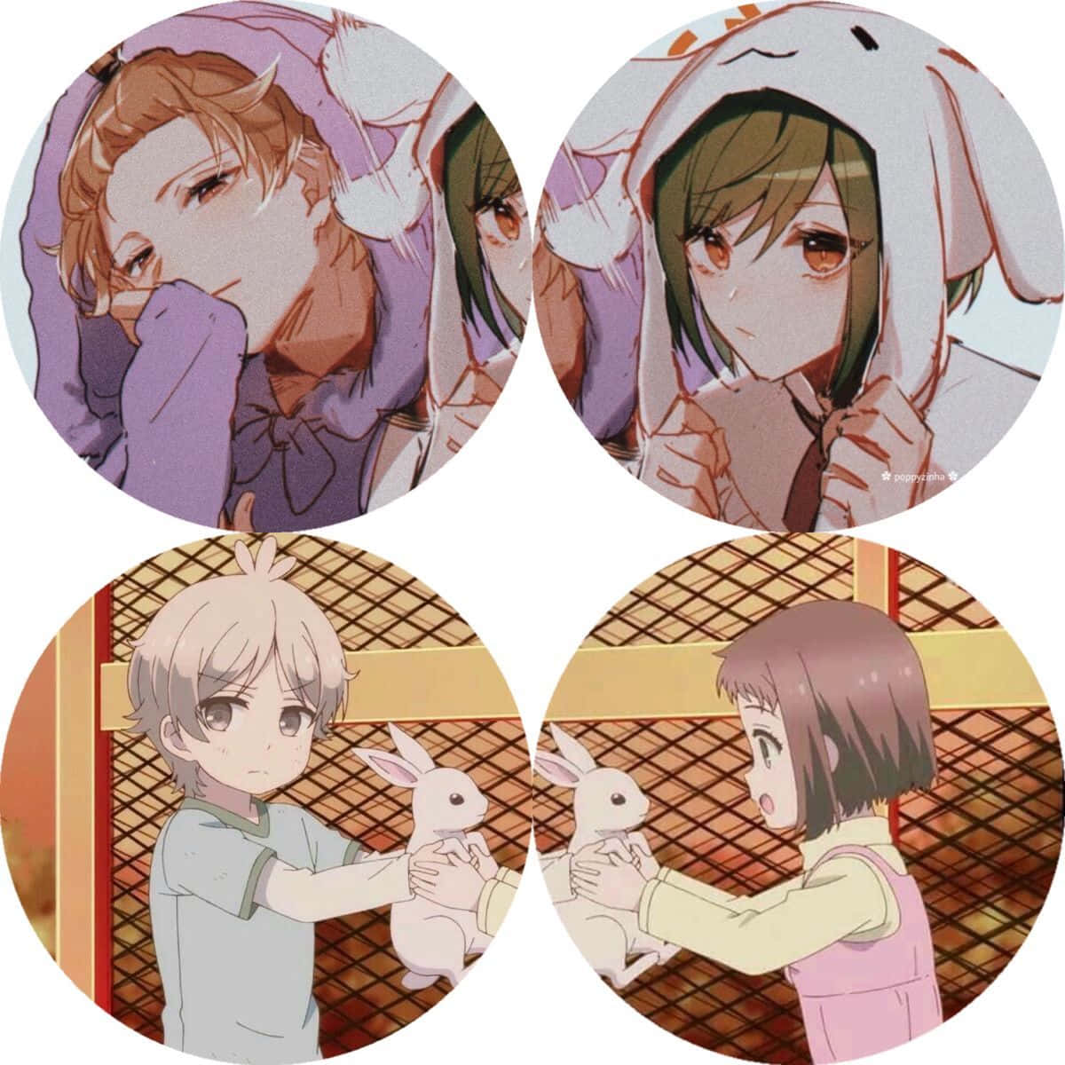 Matching Anime Couple Bunny Icons Background