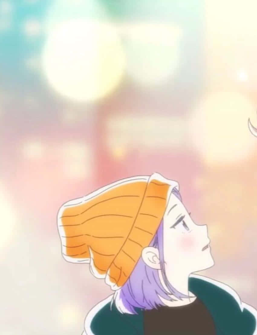 Matching Anime Couple Girl Beanie Background