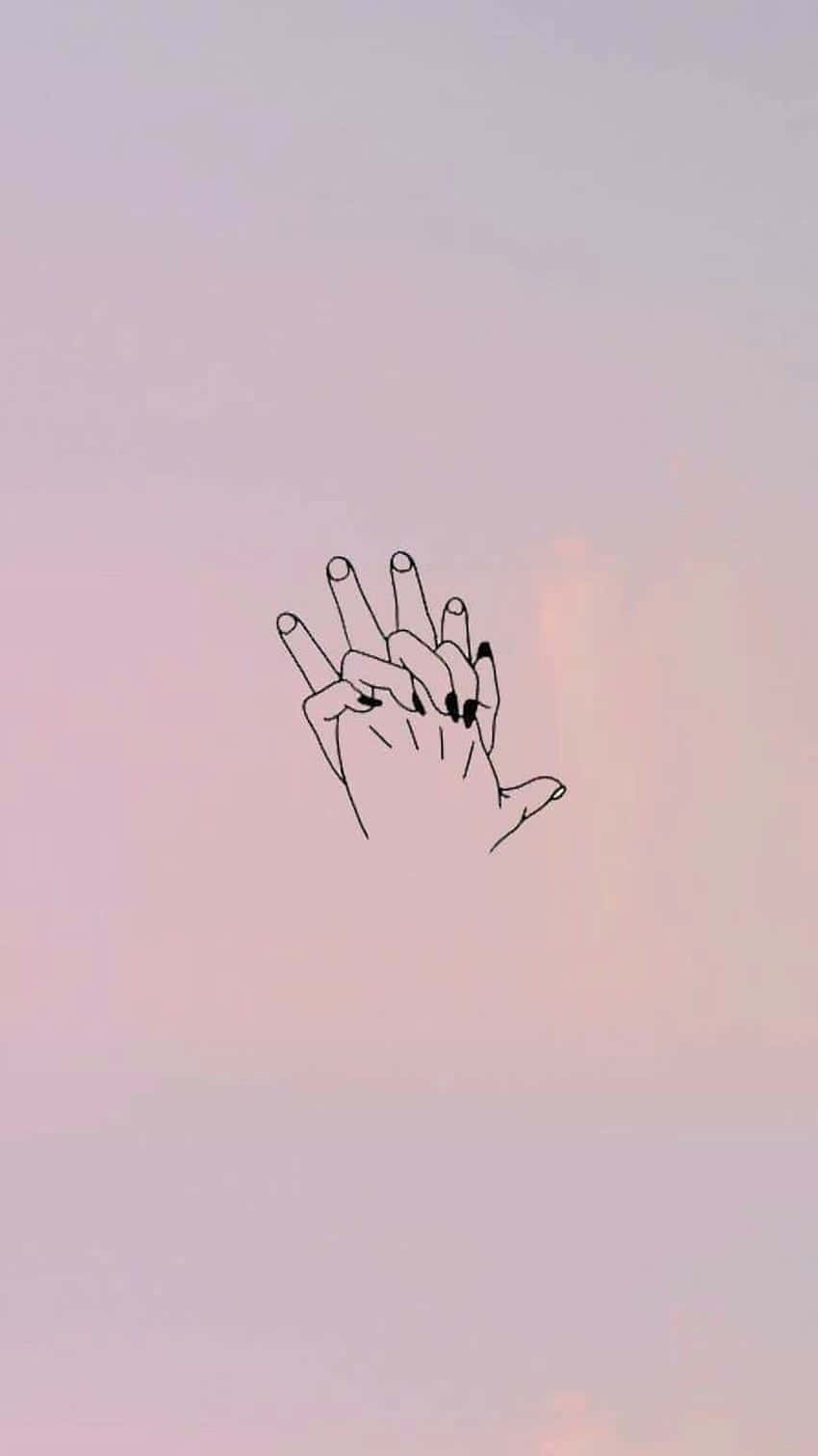 Matching Anime Couple Hand Lock Background