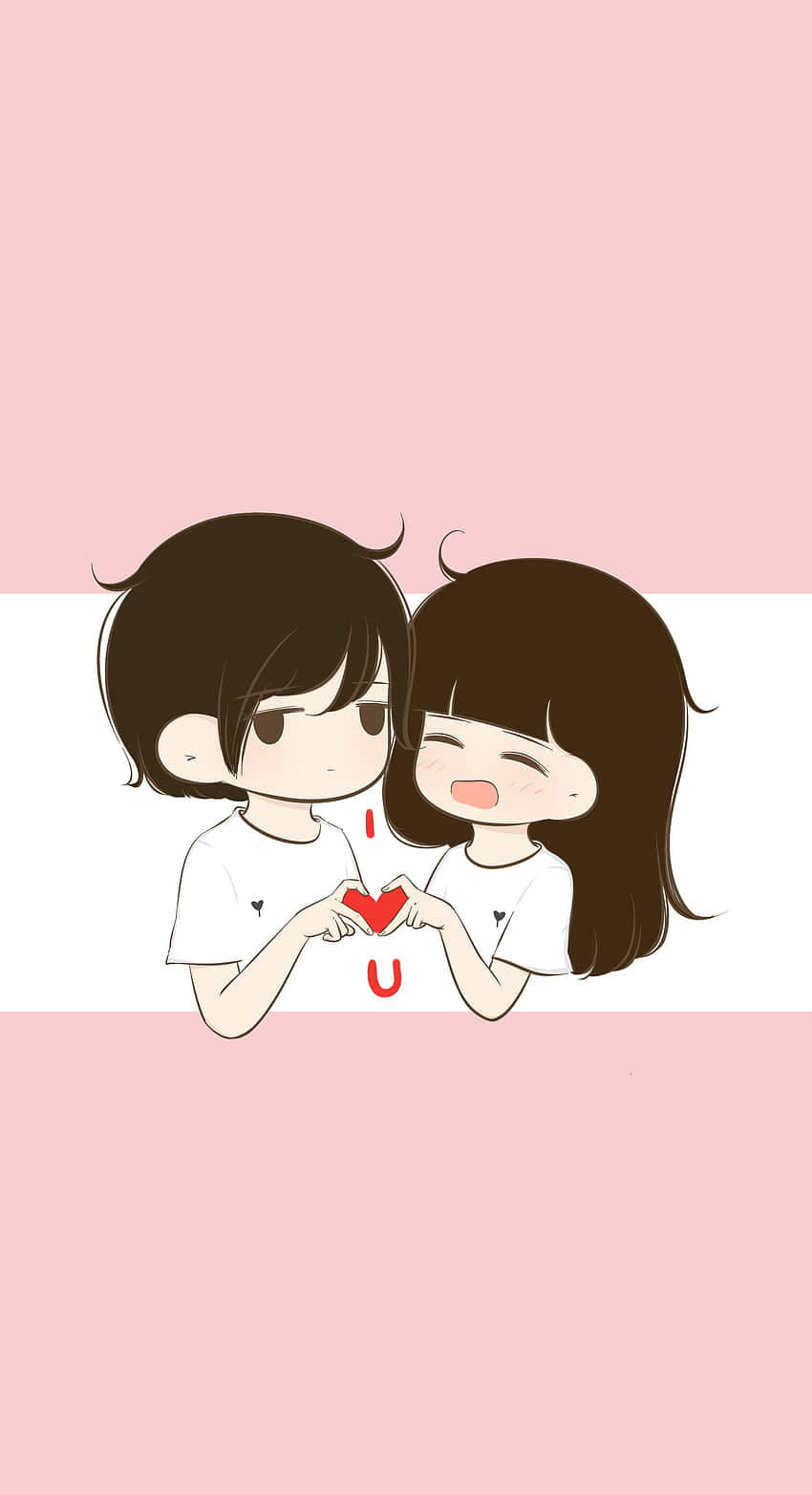 Matching Anime Couple Heart Sign Background