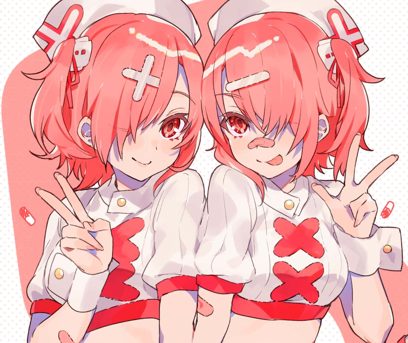 Matching Anime Red Nurse Peace Background