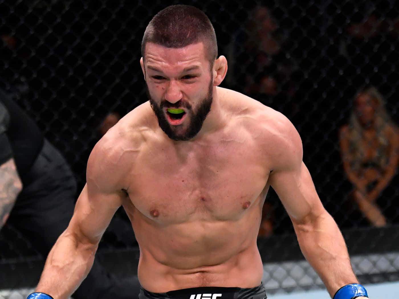 Mateusz Gamrot Green Mouthguard Background