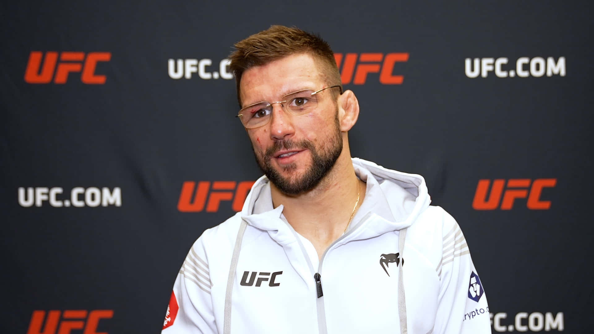 Mateusz Gamrot Wearing White Jacket Background