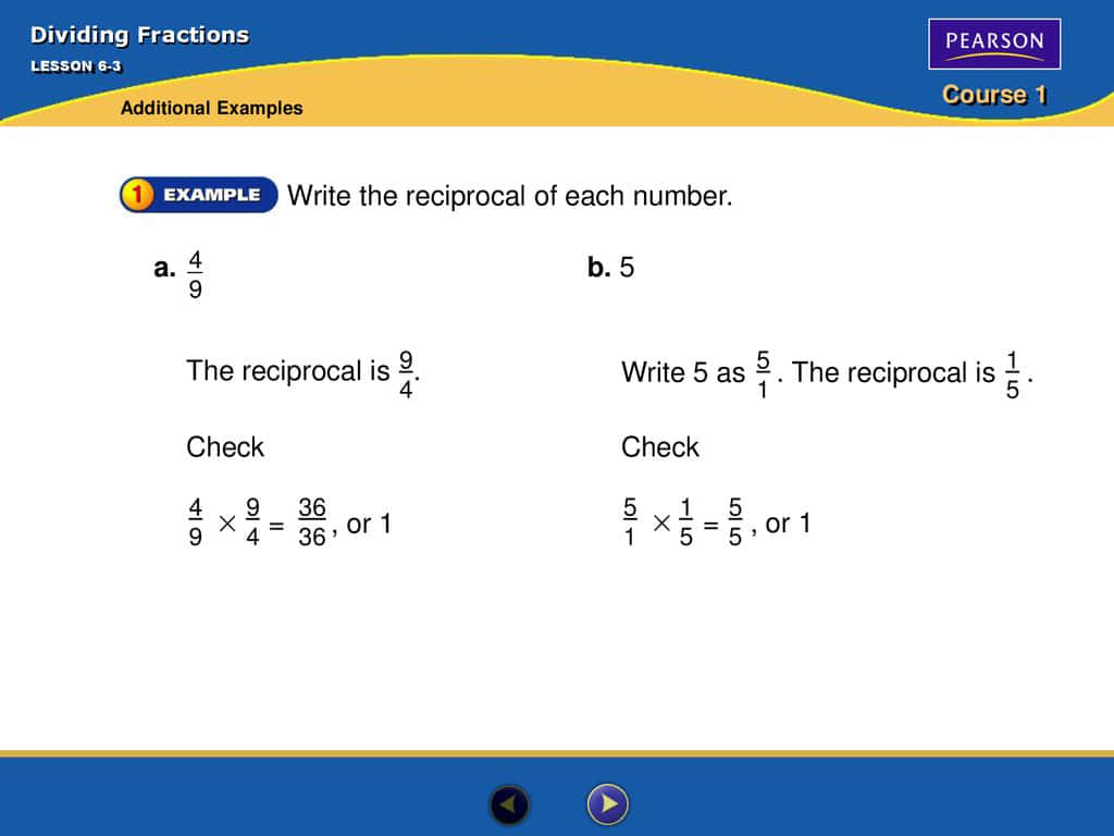 Math Lesson Reciprocal Examples