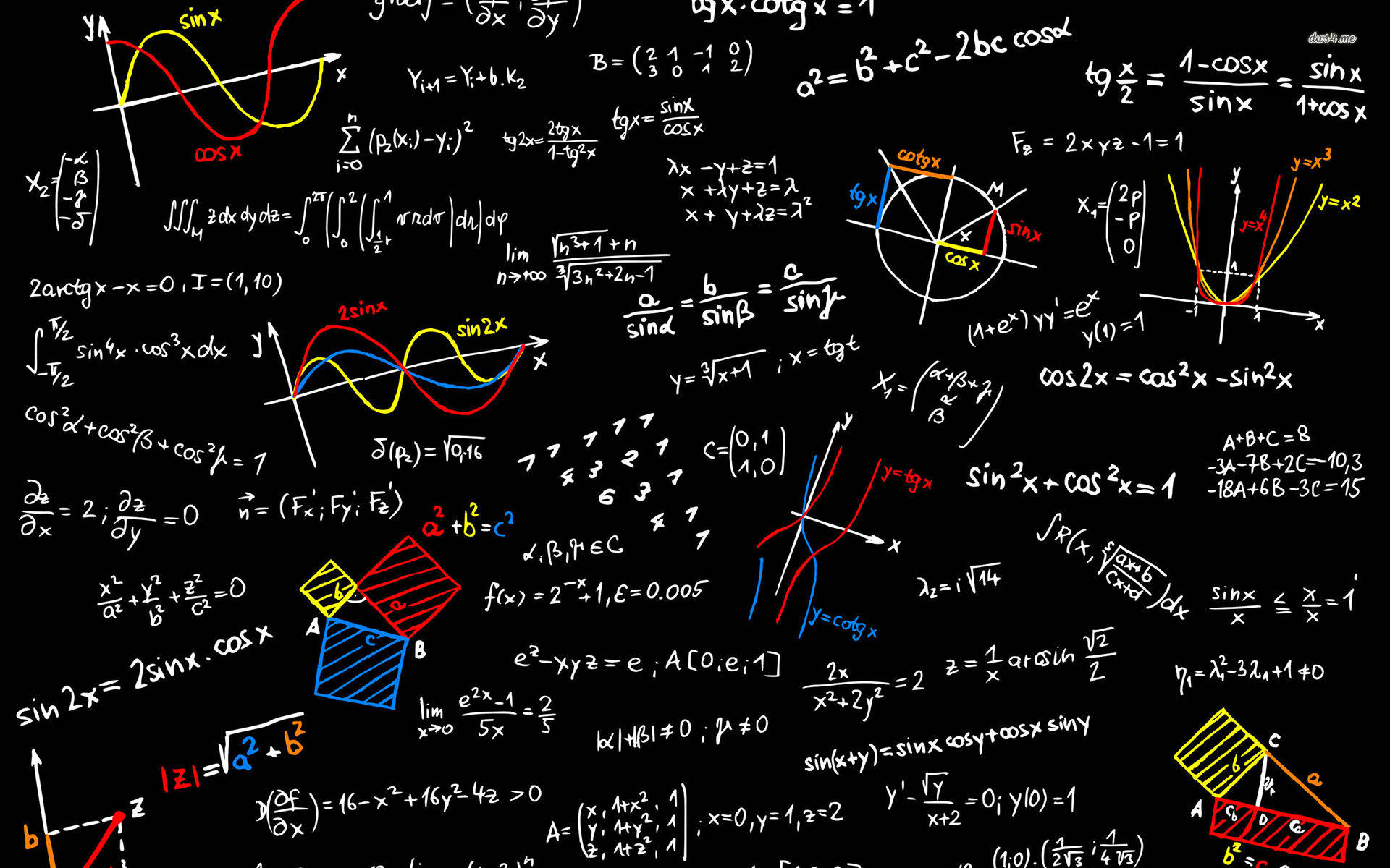 Mathematics Colorful Diagrams With Numbers