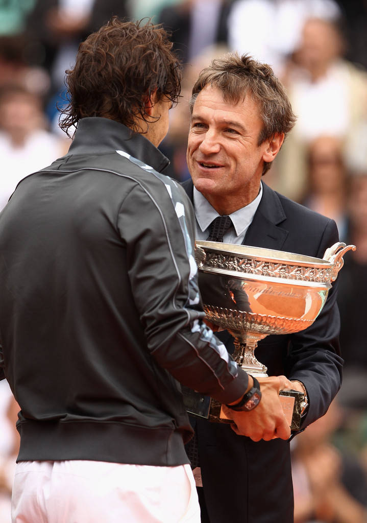 Mats Wilander Handing Rafael Nadal Trophy Background