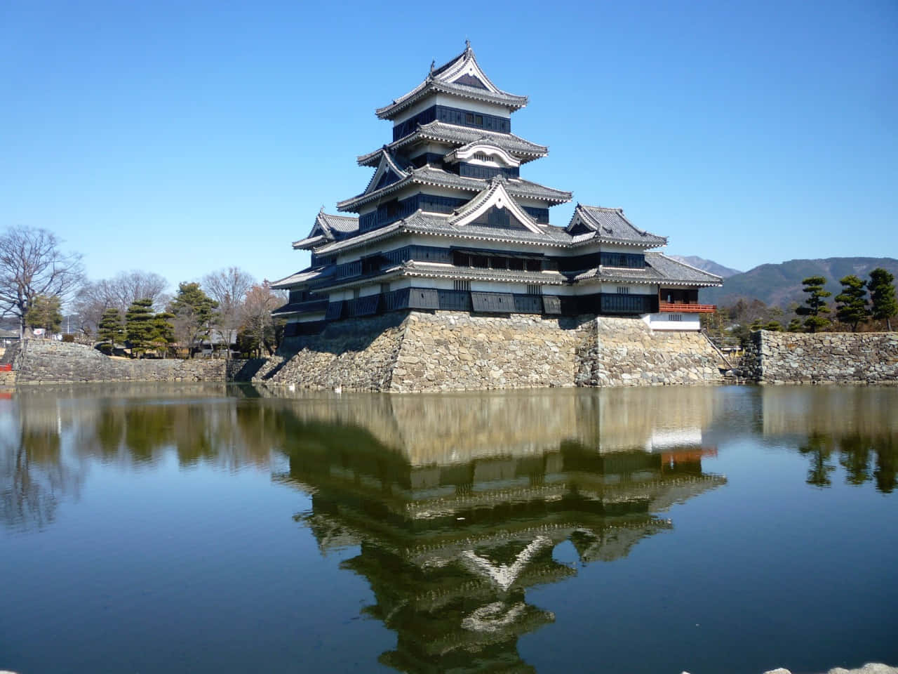 Matsumoto Castle Reflection Japan Background