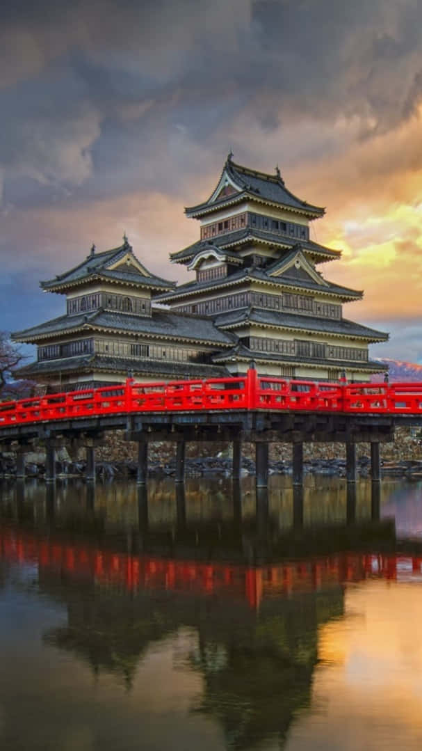 Matsumoto Castle Sunset Reflection Background
